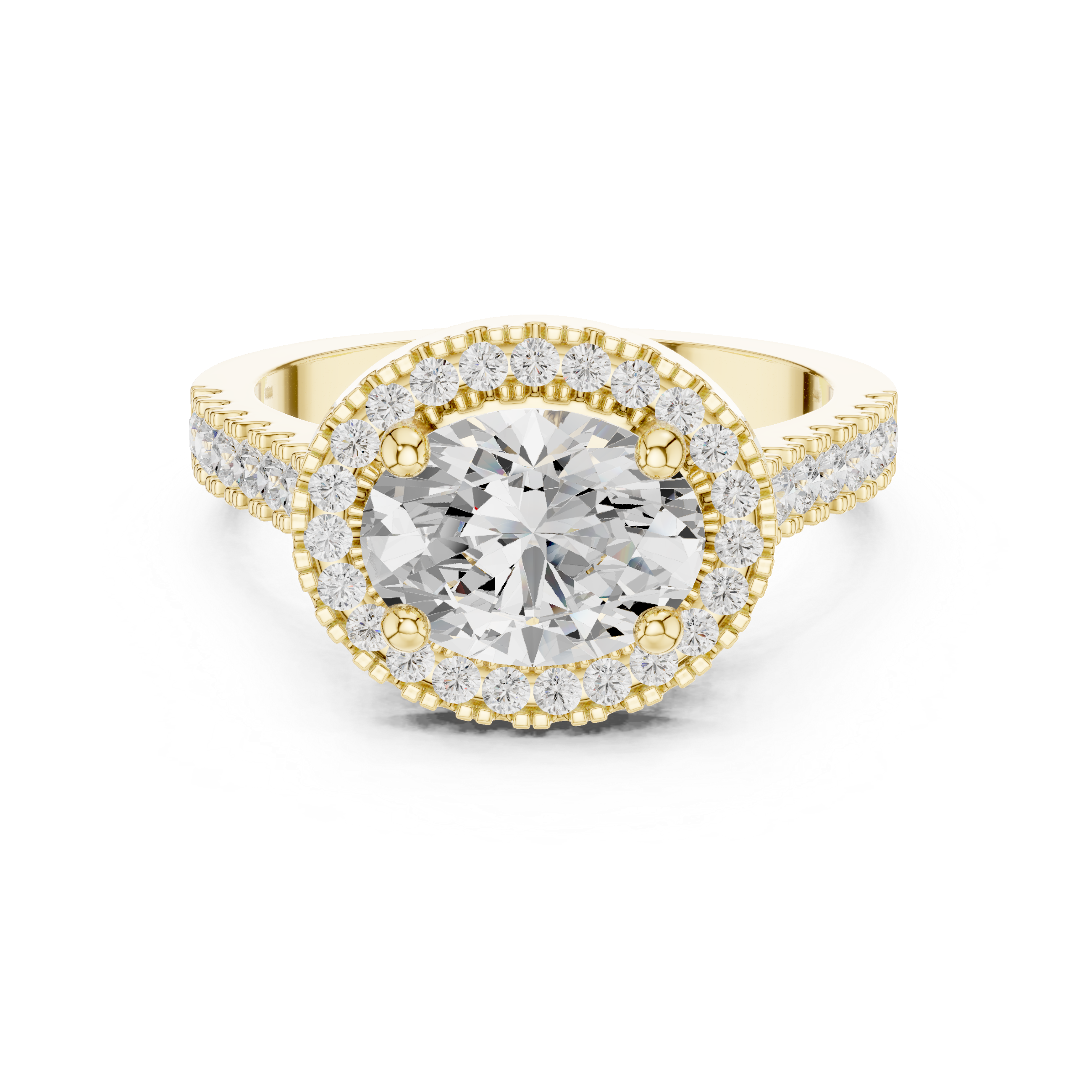 East-West Oval Diamond Halo Ring