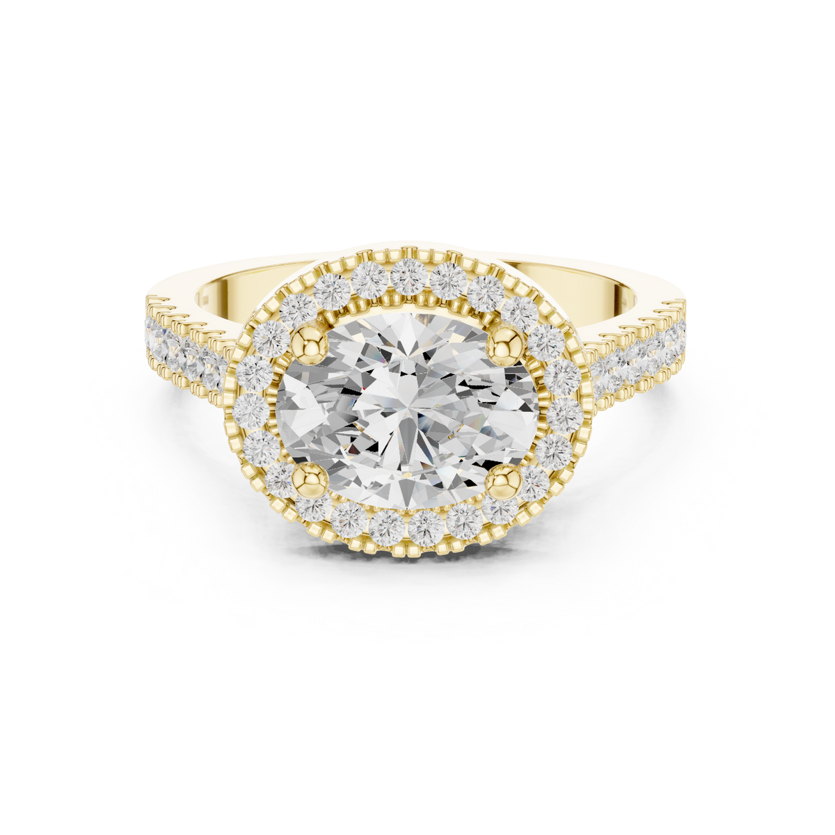 East-West Oval Diamond Halo Ring