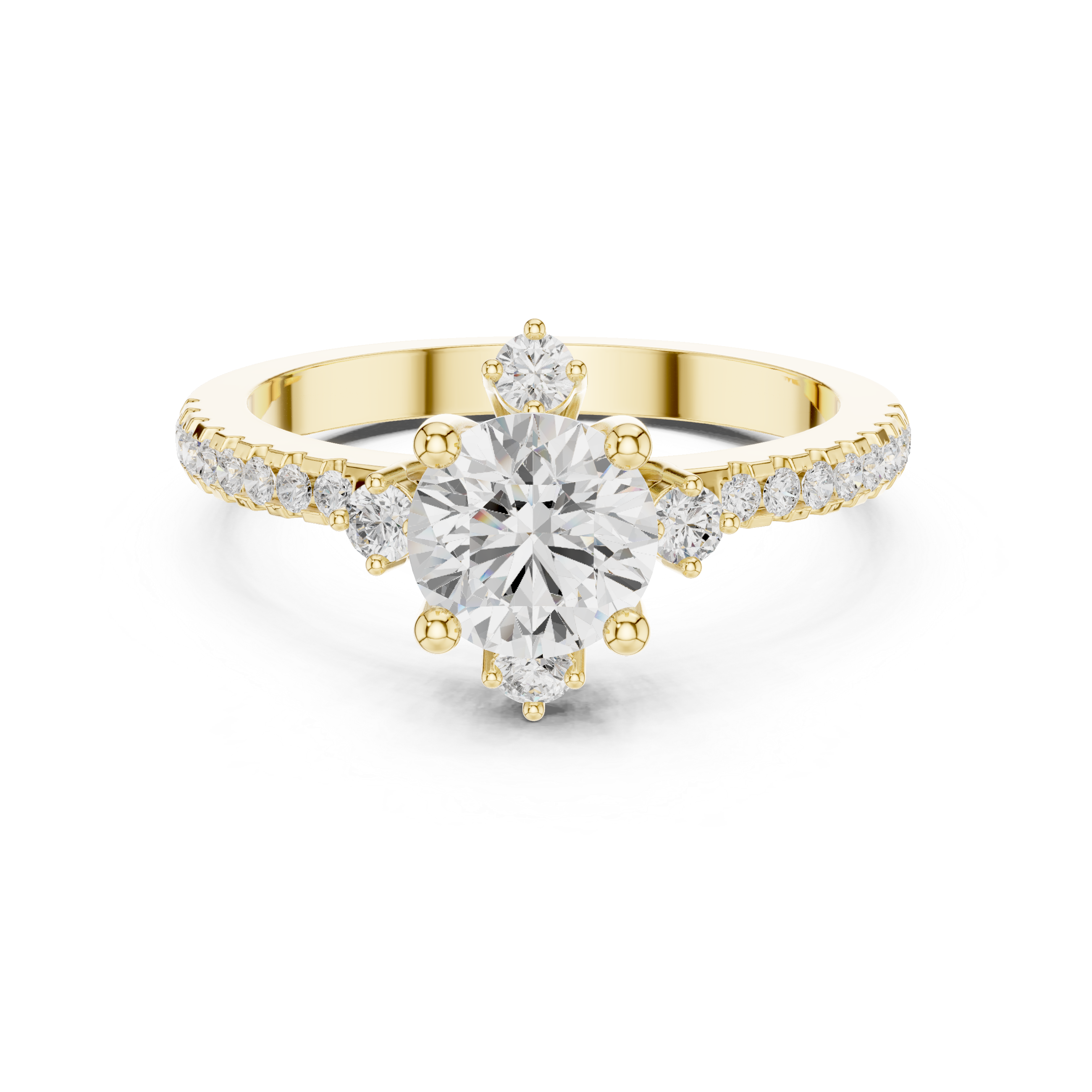Round Diamond With Pave Set Ring