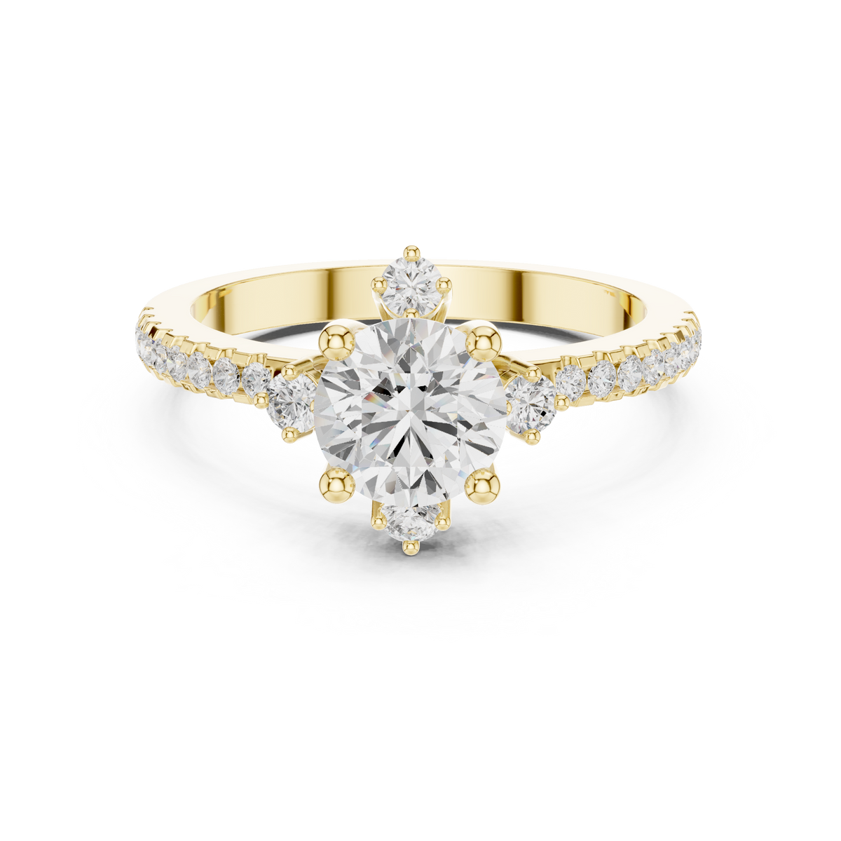 Round Diamond With Pave Set Ring