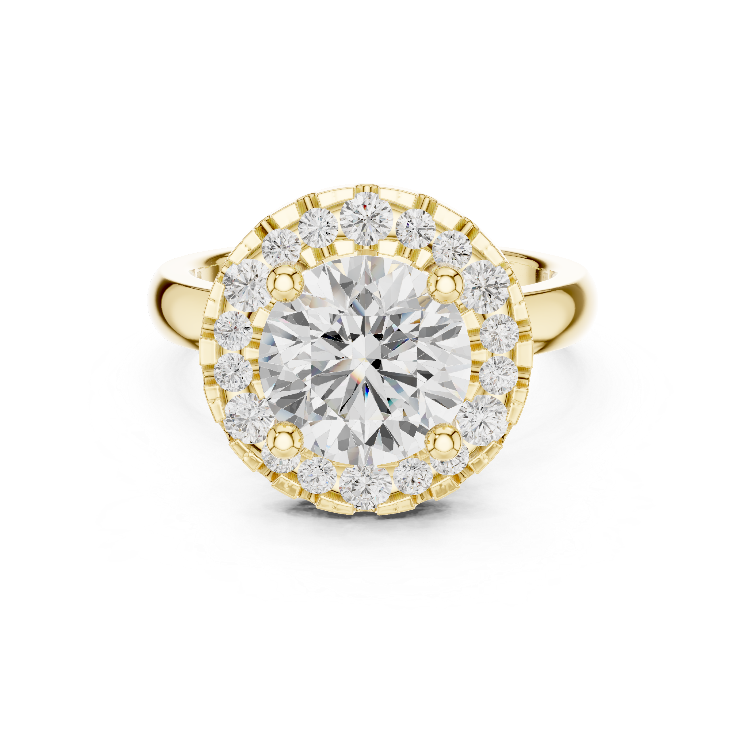 Round Diamond Scalloped Halo Engagement Ring