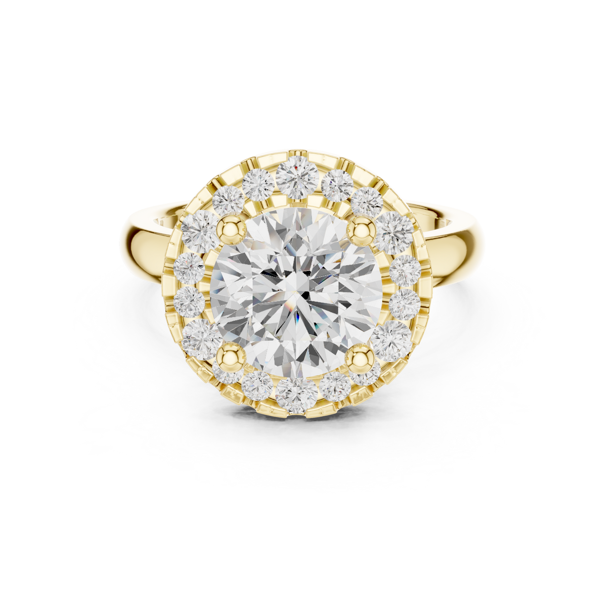Round Diamond Scalloped Halo Engagement Ring