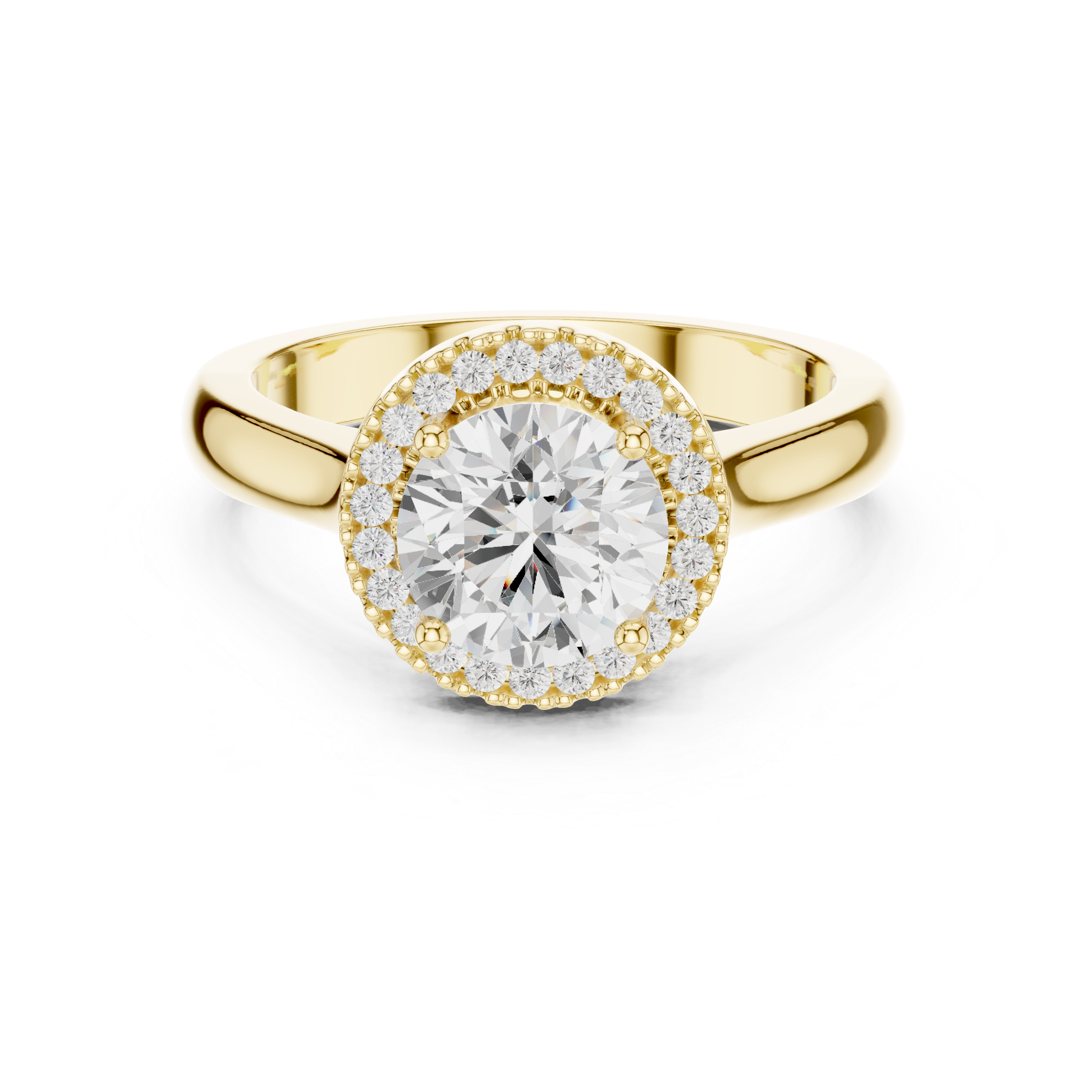 Round Diamond Halo Pave Bridge Ring