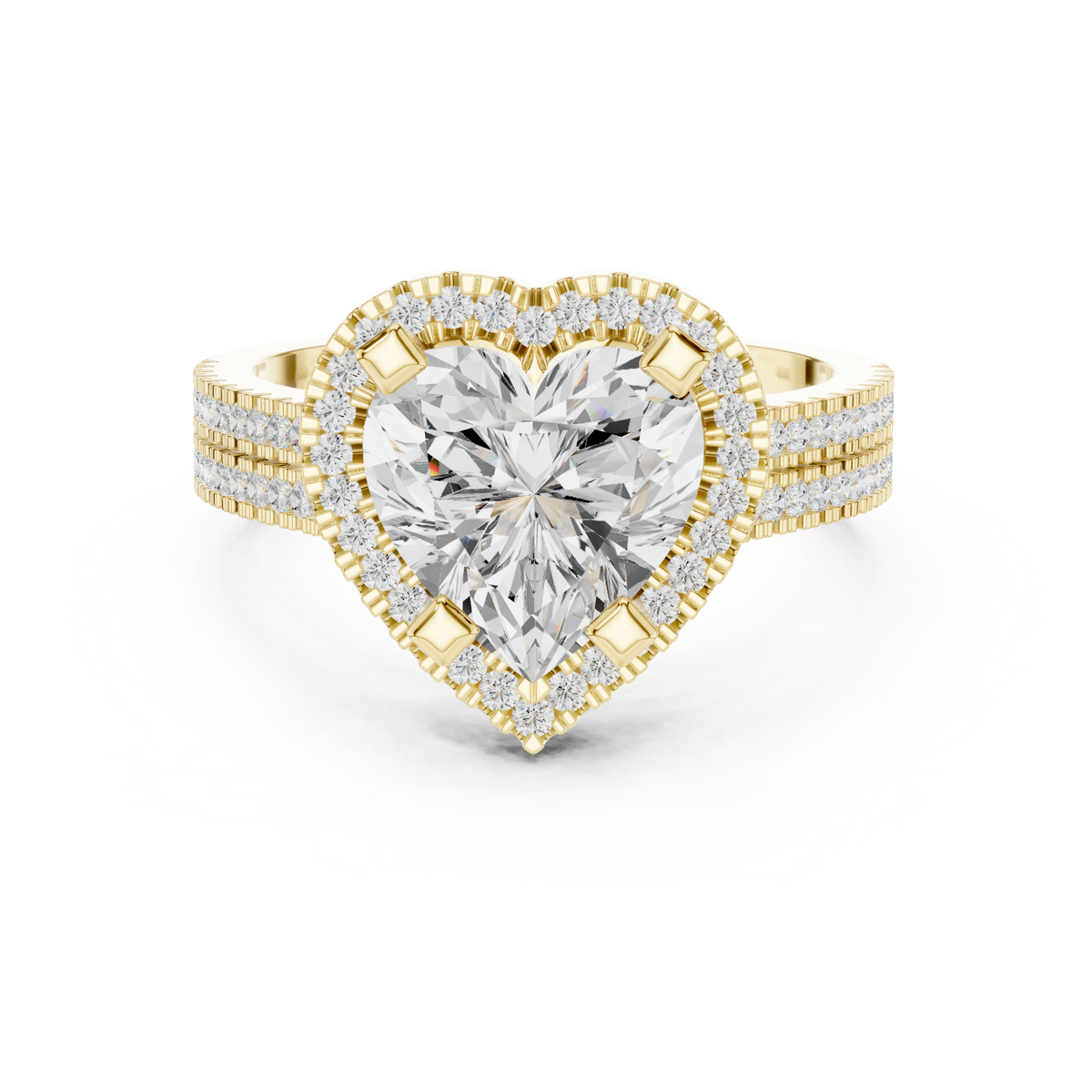 Heart Cut Halo with Double Pave Diamond Ring