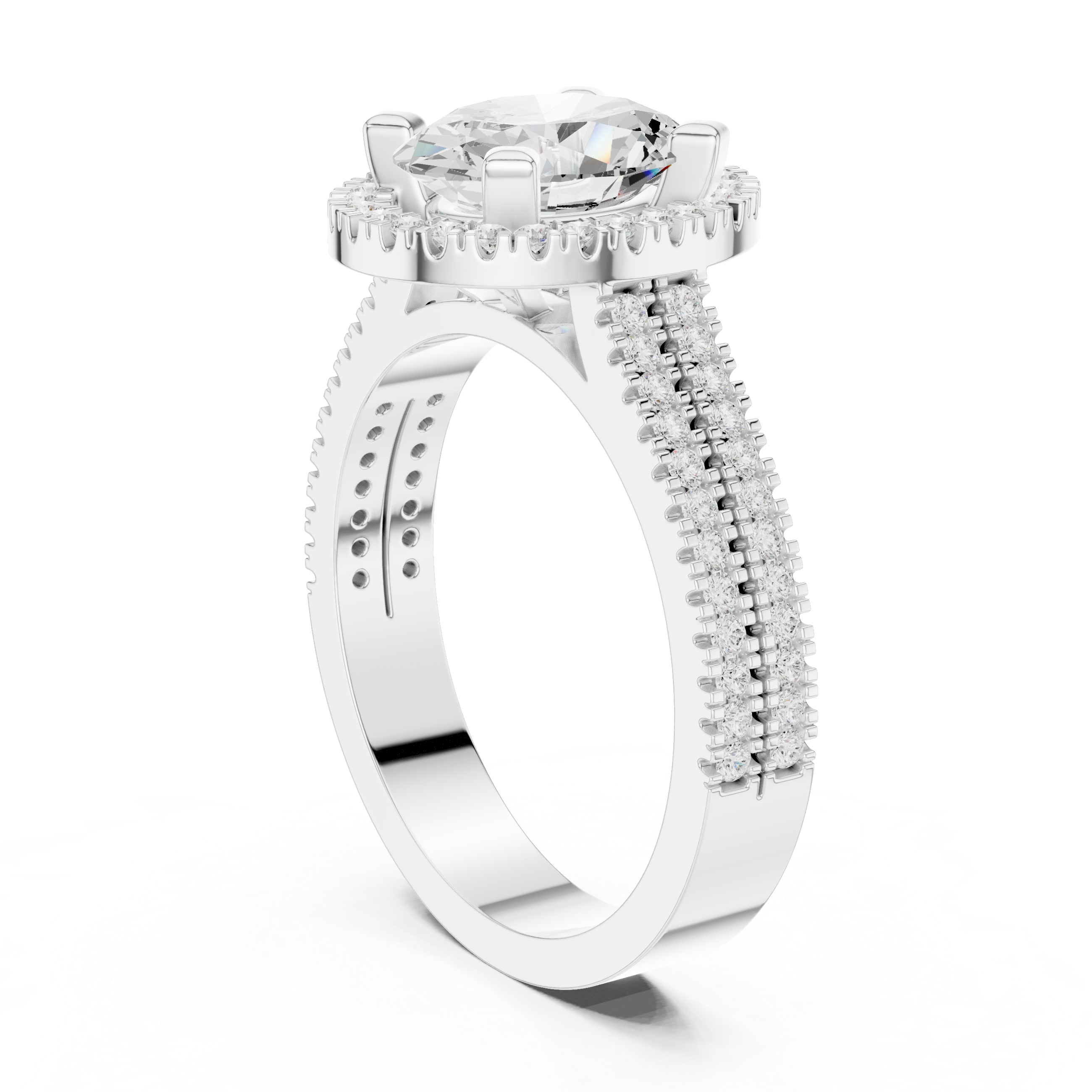 Oval Cut Halo with Double Pave Diamond Ring