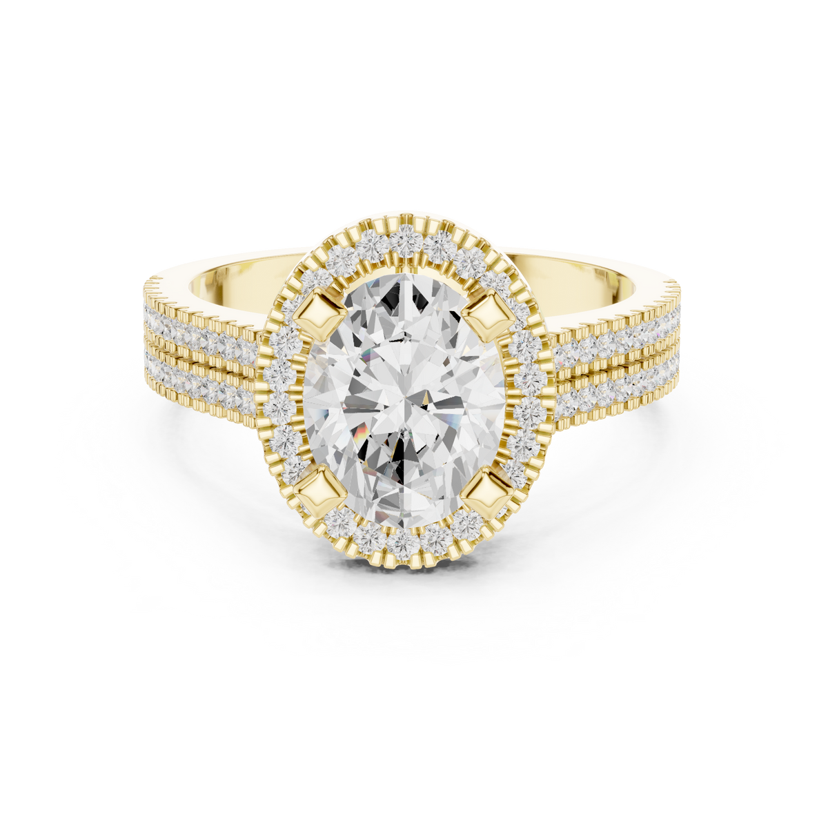 Oval Cut Halo with Double Pave Diamond Ring