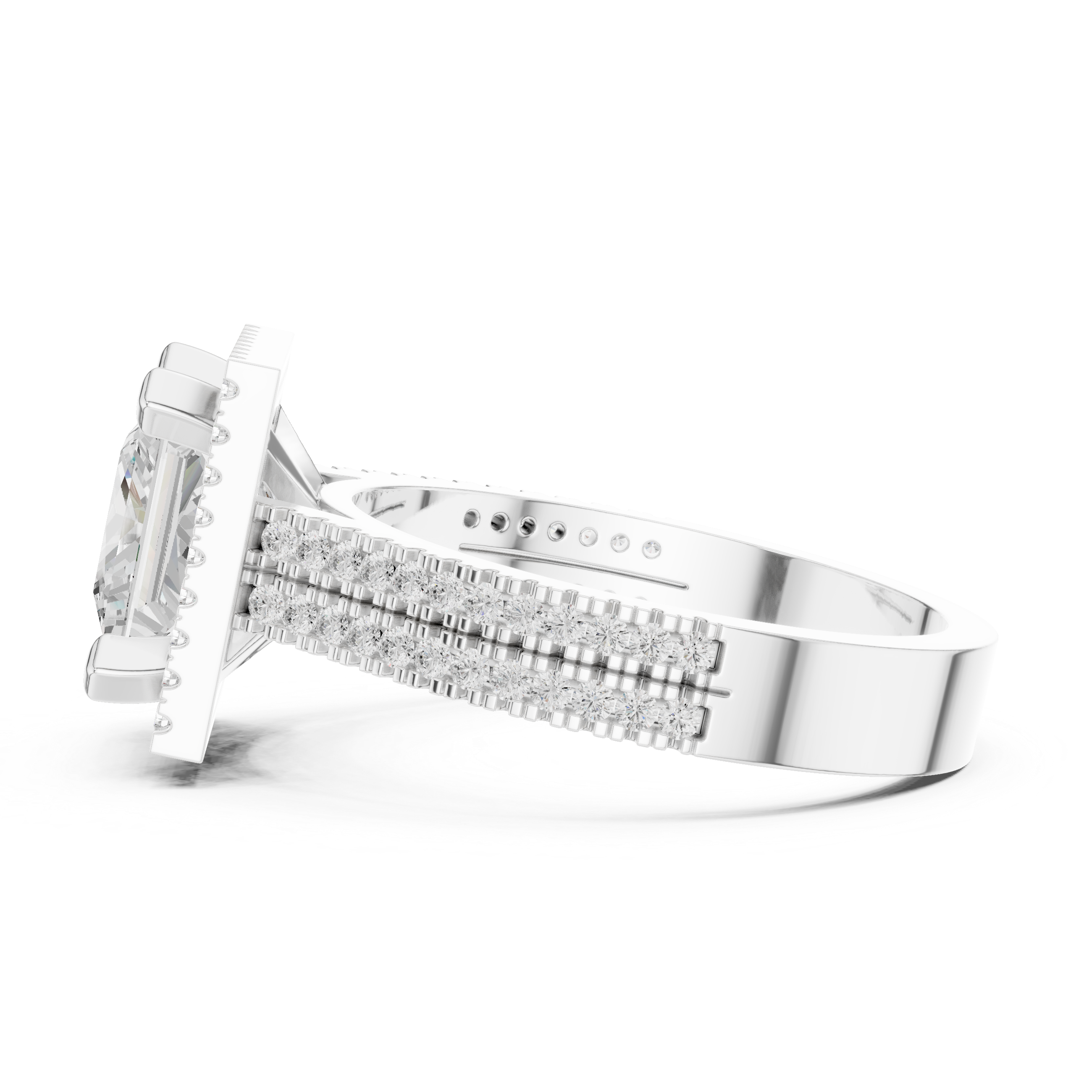 Princess Cut Halo with Double Pave Diamond Ring