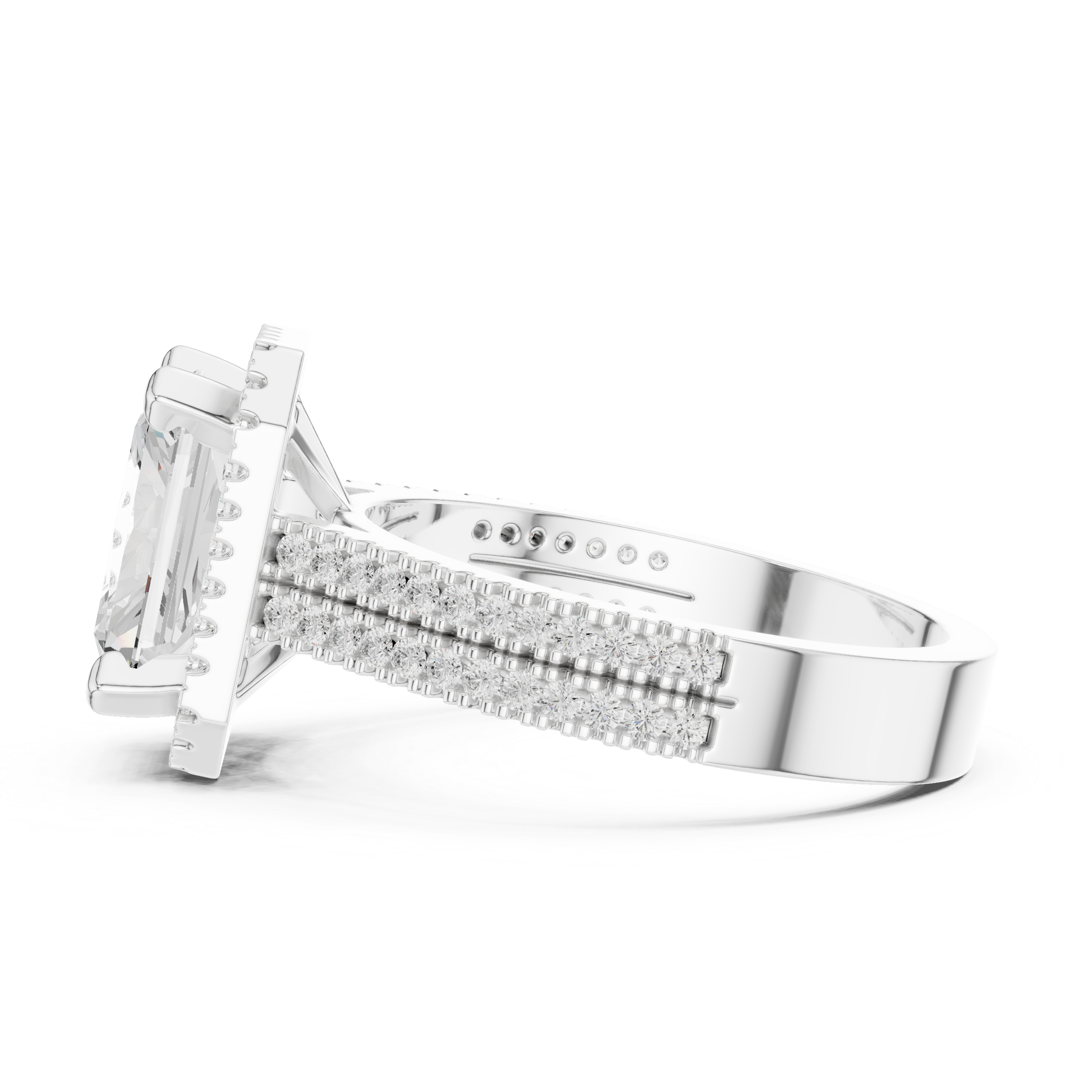 Radiant Cut Halo with Double Pave Diamond Ring