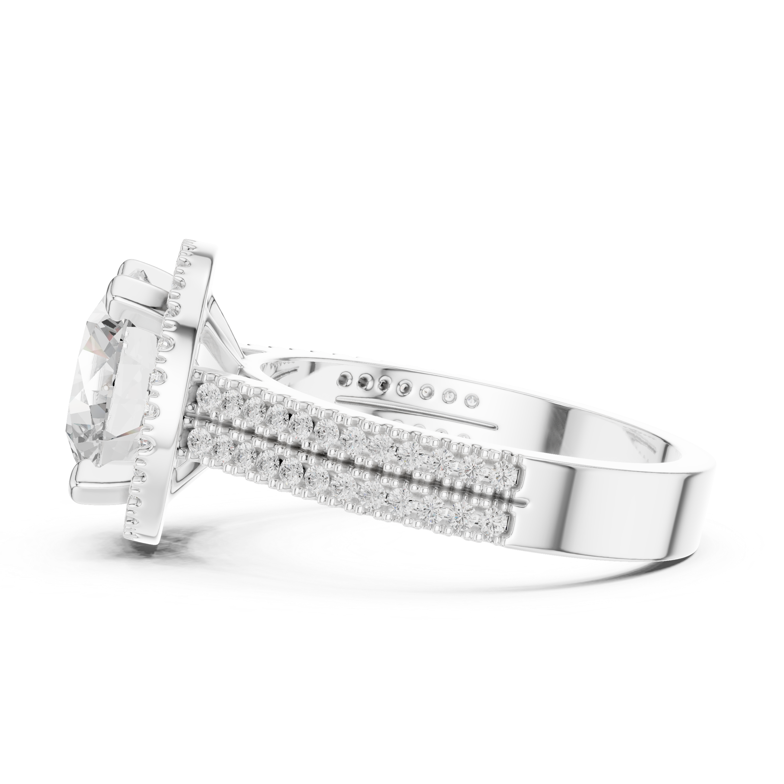 Round Cut Halo with Double Pave Diamond Ring