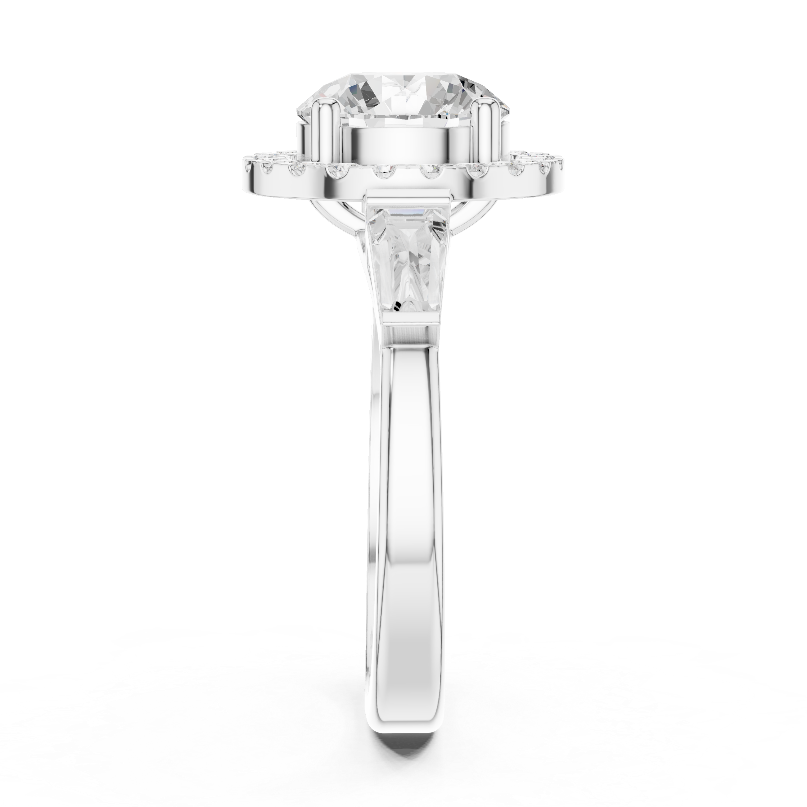 Three-Stone Style Round Diamond Halo Ring