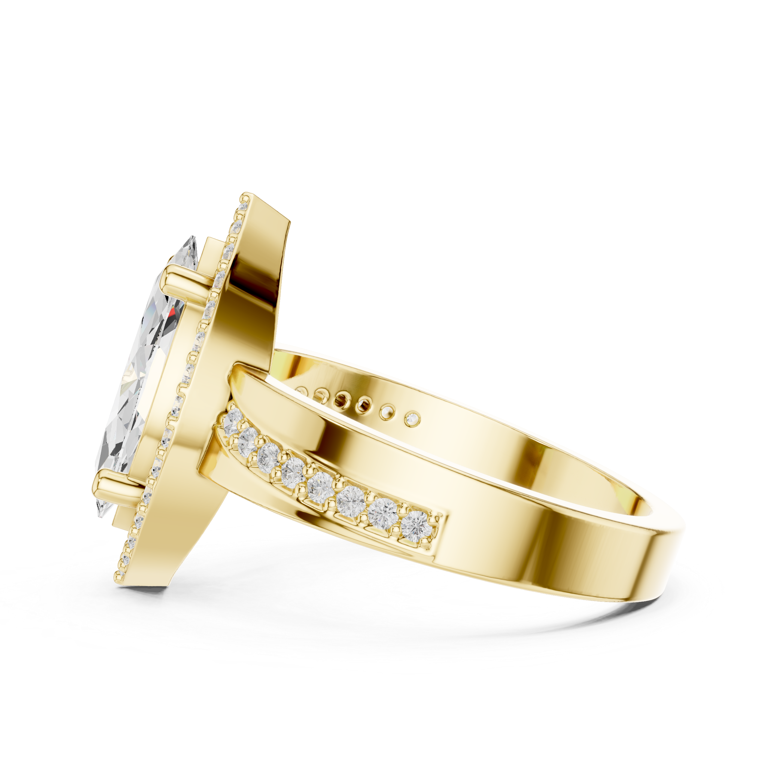 Marquise Cut Halo Channel Set Bridal Ring