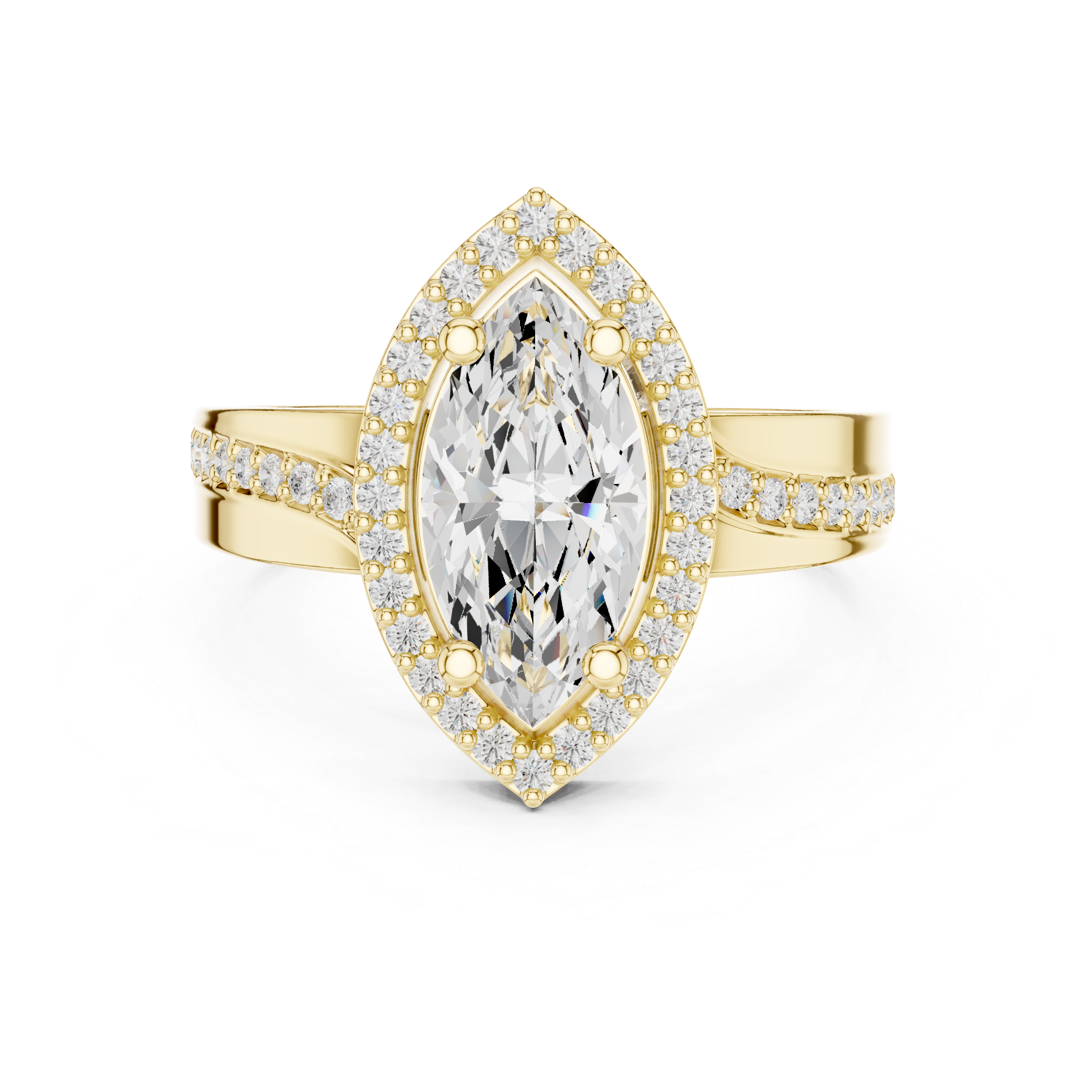 Marquise Cut Halo Channel Set Bridal Ring