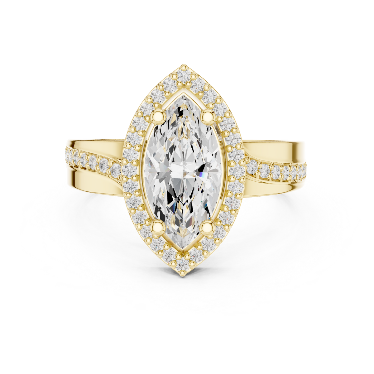 Marquise Cut Halo Channel Set Bridal Ring