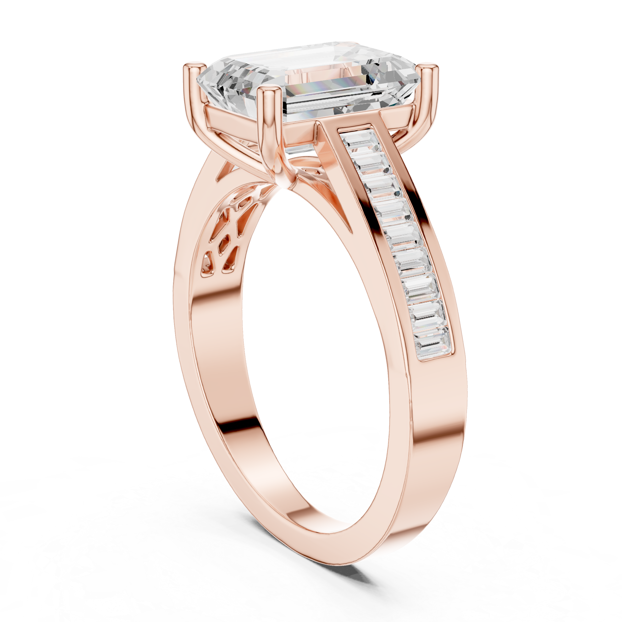 Emerald Cut Baguette Channel Set Anniversary Ring