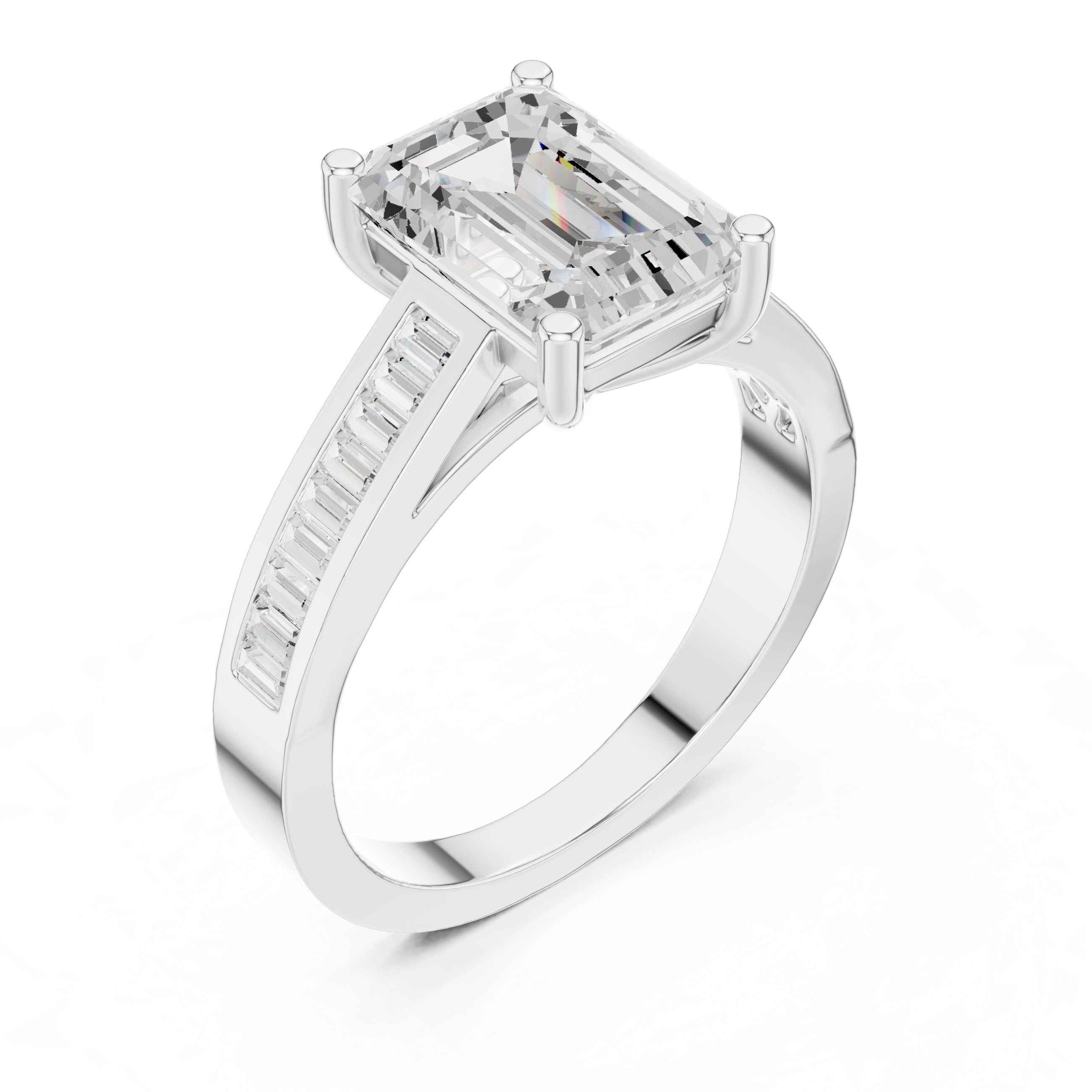 Emerald Cut Baguette Channel Set Anniversary Ring