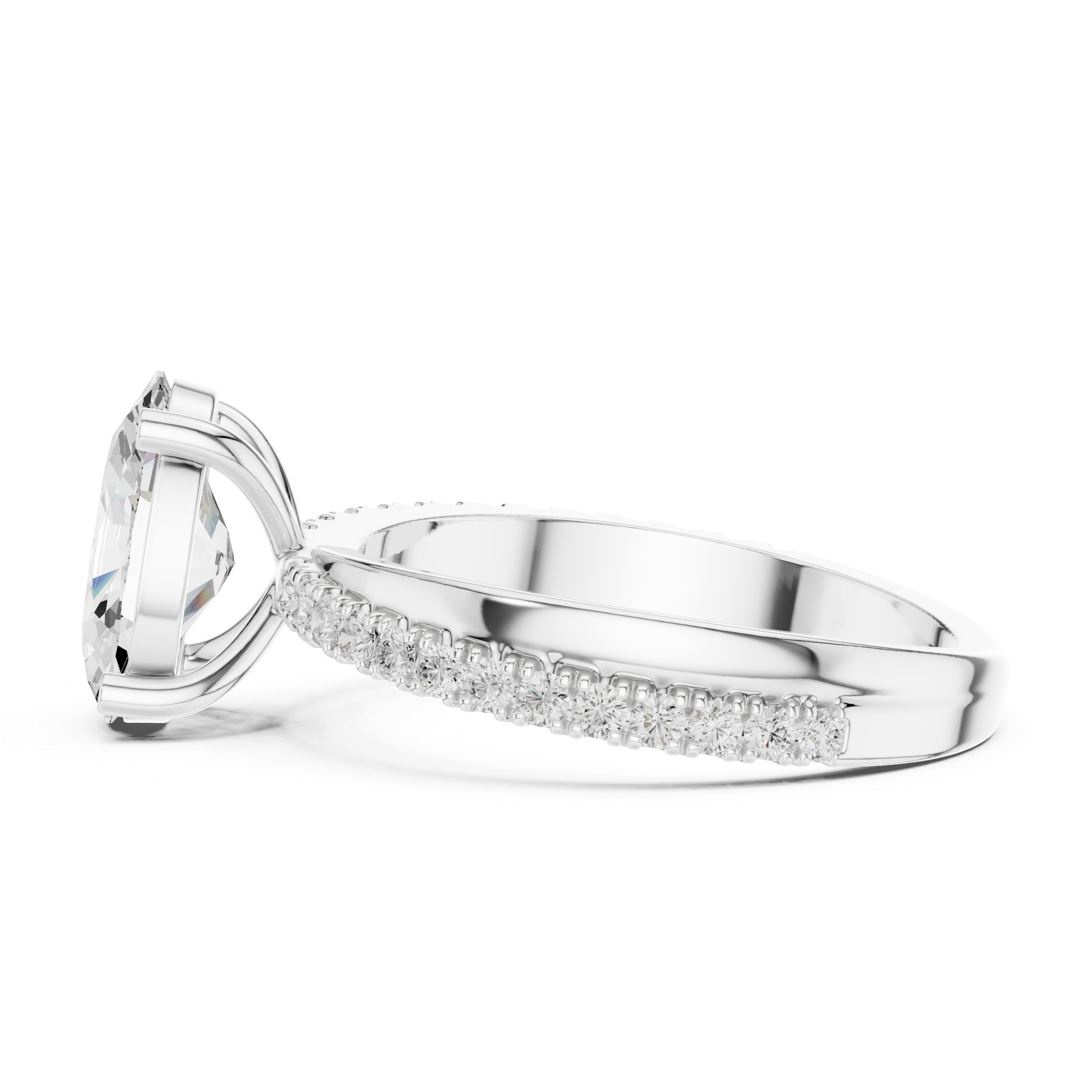 Oval Cut Diamond Twisted Pave Engagement Ring