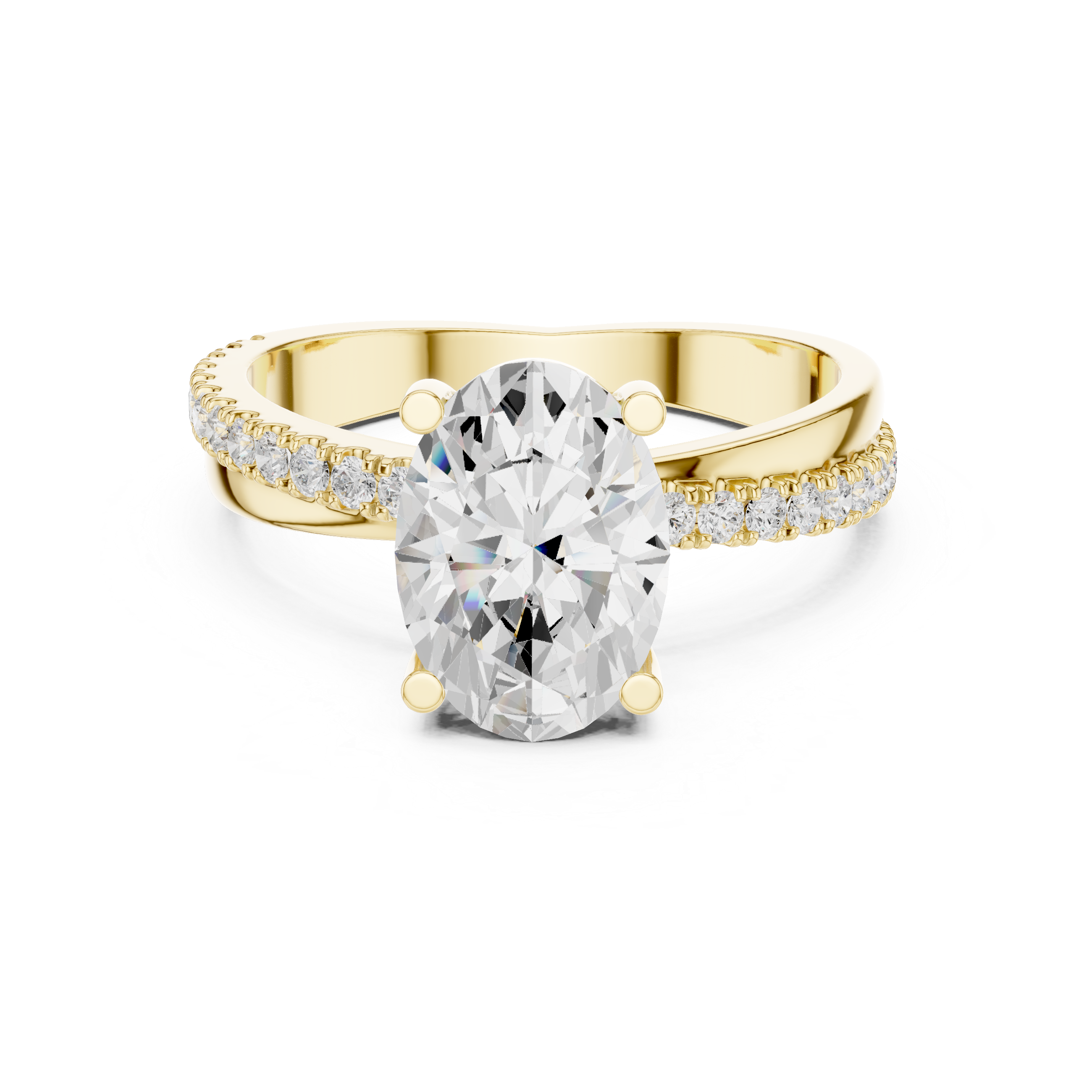 Oval Cut Diamond Twisted Pave Engagement Ring