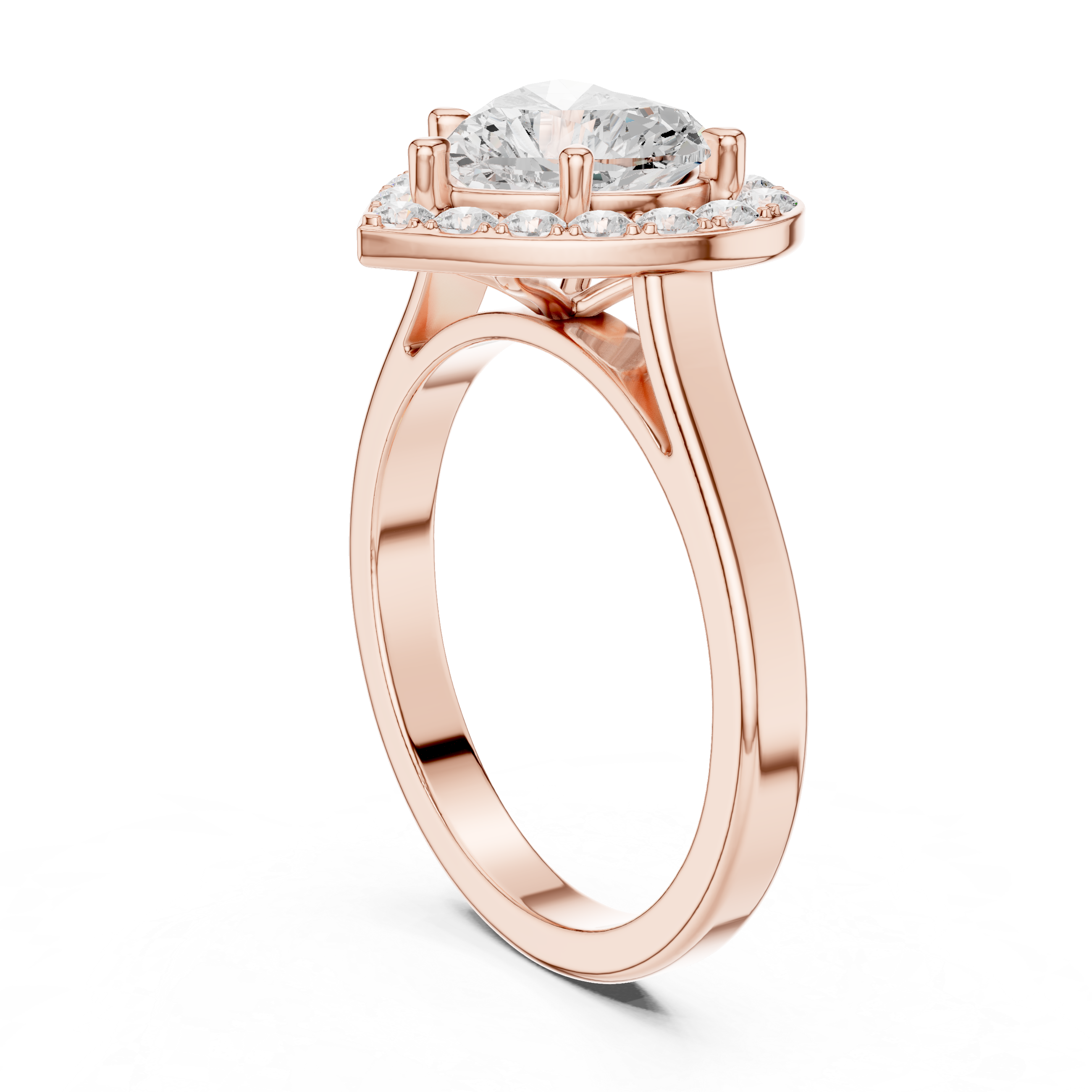 Cathedral Style Heart Shape Halo Diamond Ring