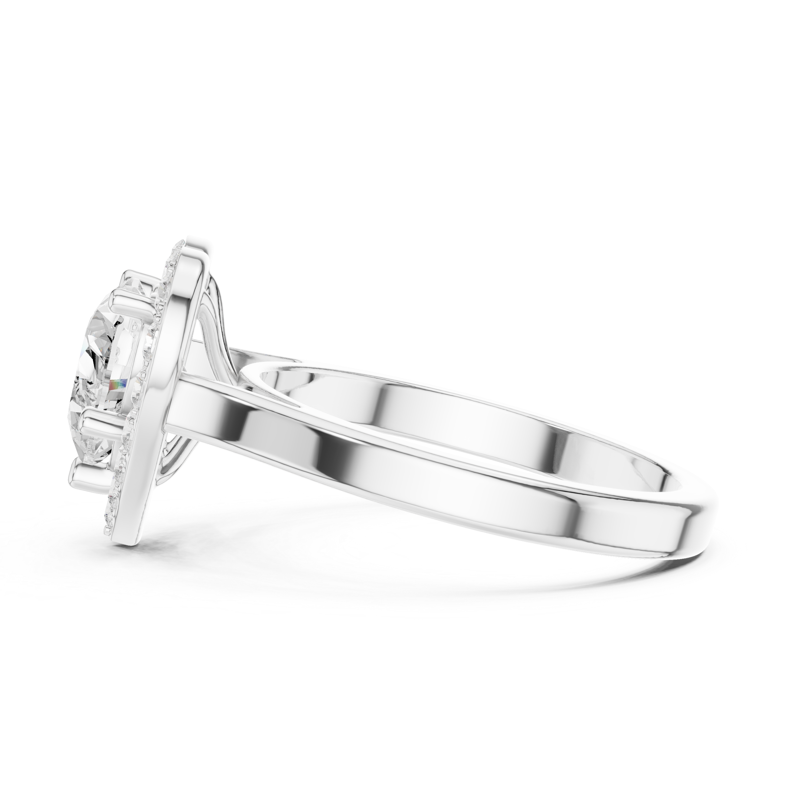 Cathedral Style Heart Shape Halo Diamond Ring