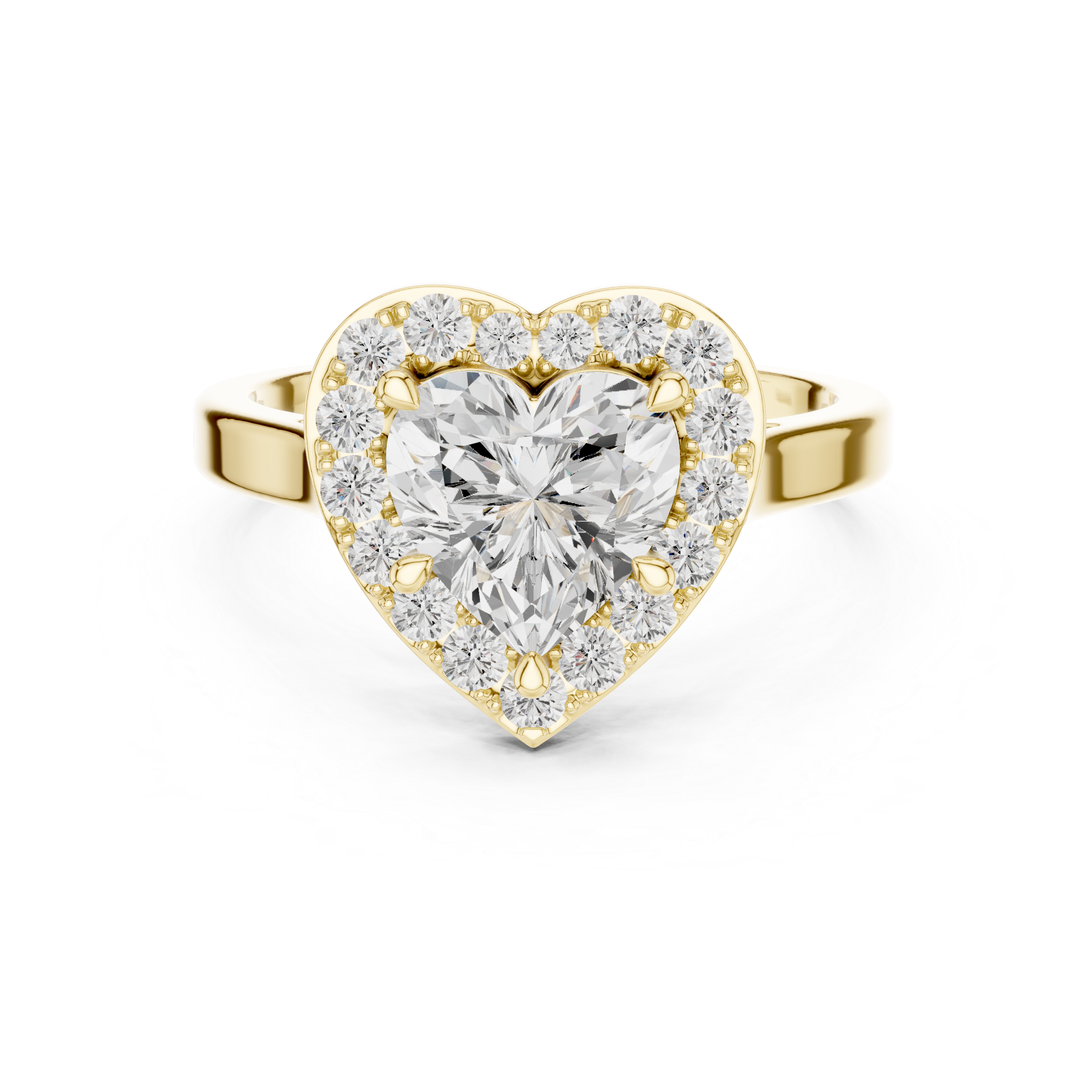 Cathedral Style Heart Shape Halo Diamond Ring