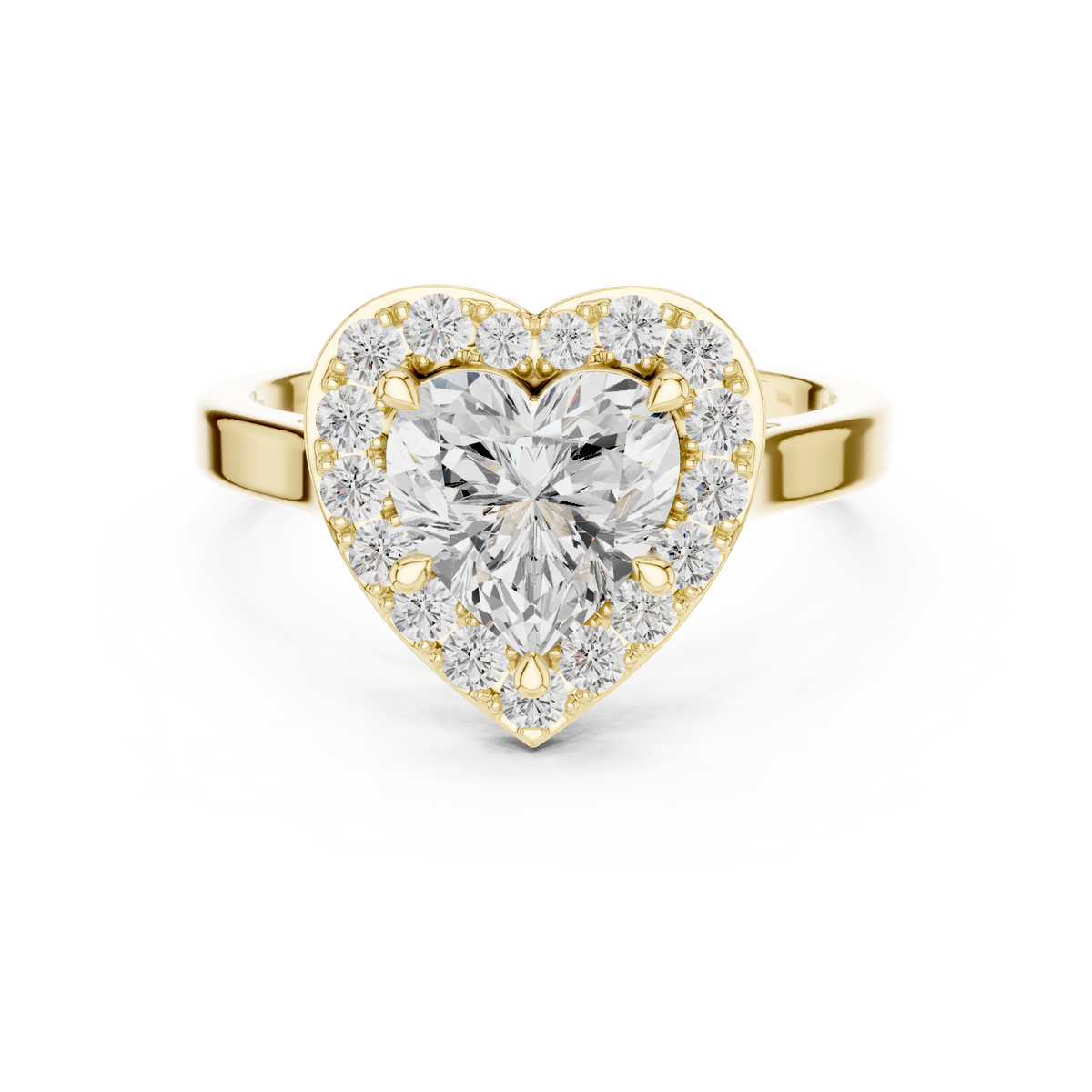 Cathedral Style Heart Shape Halo Diamond Ring