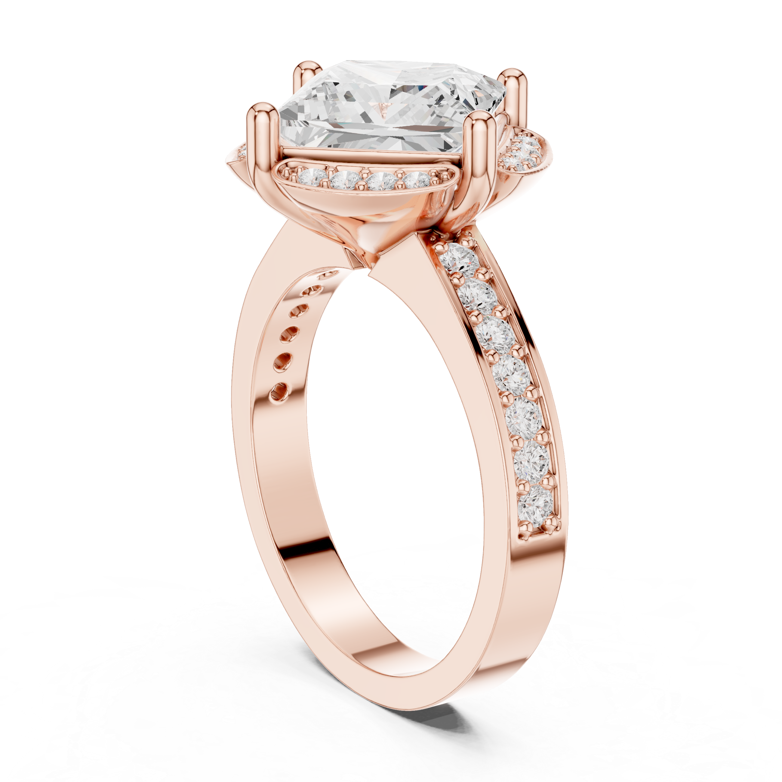 Princess Cut Halo Diamond Channel Set Engagement Ring