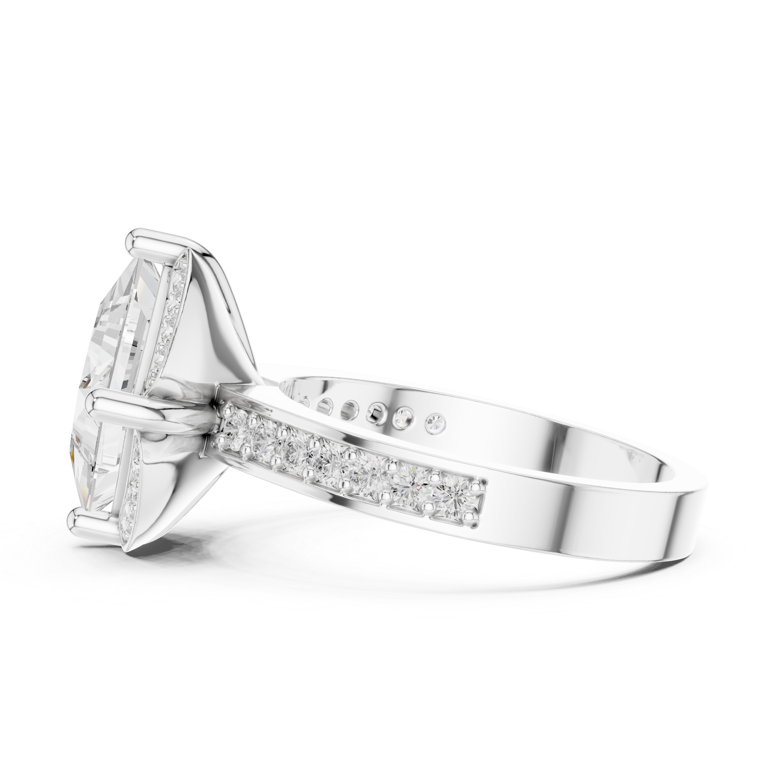 Princess Cut Halo Diamond Channel Set Engagement Ring