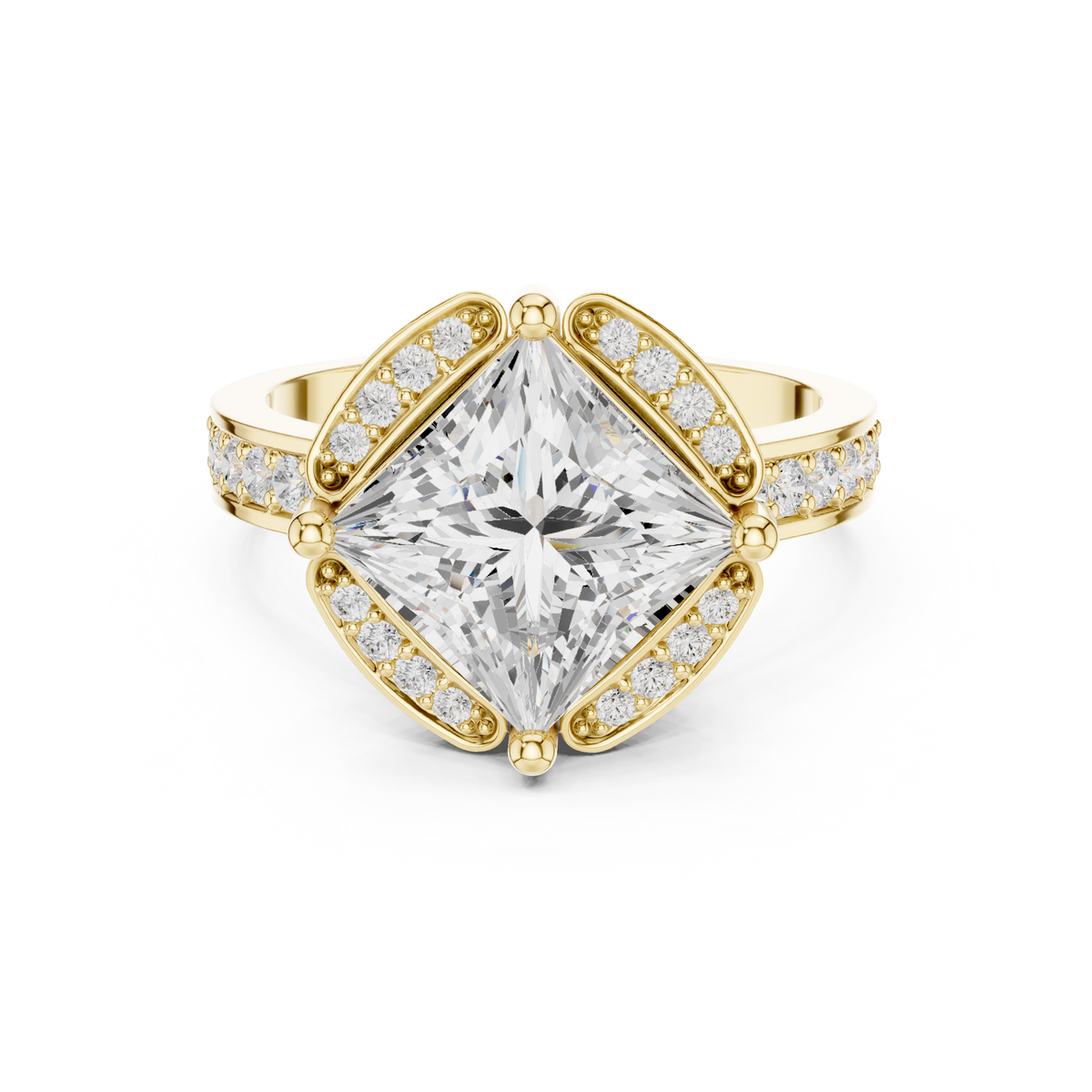 Princess Cut Halo Diamond Channel Set Engagement Ring