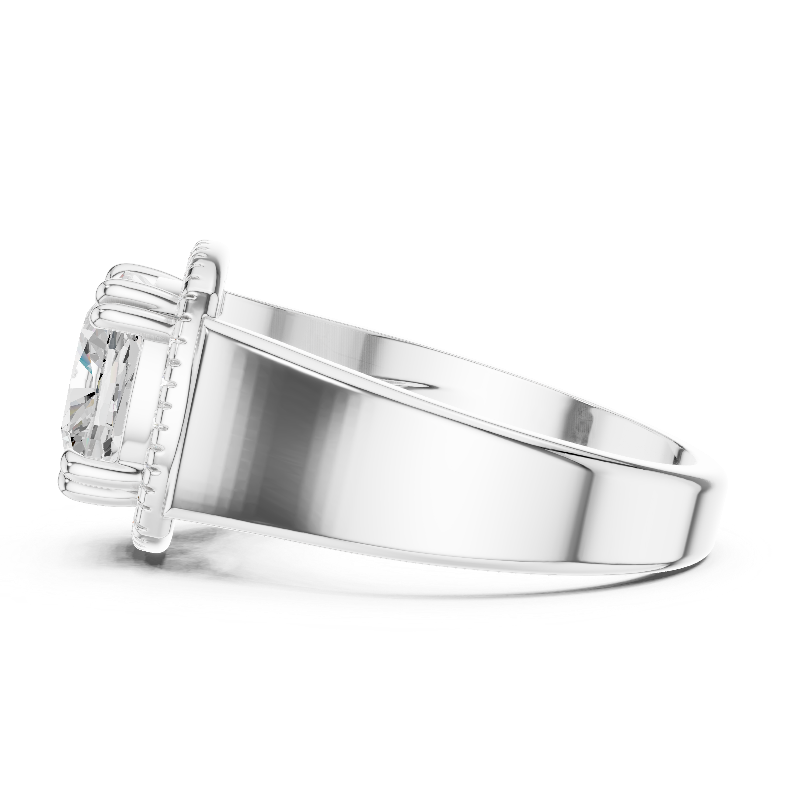 Cushion Cut Halo Wide Band Statement Ring