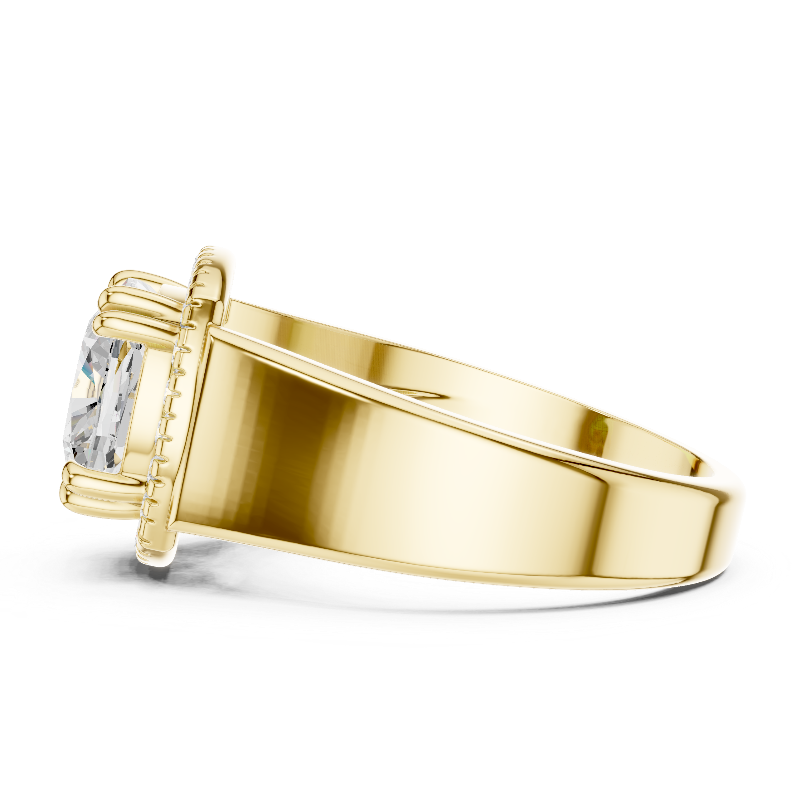 Cushion Cut Halo Wide Band Statement Ring