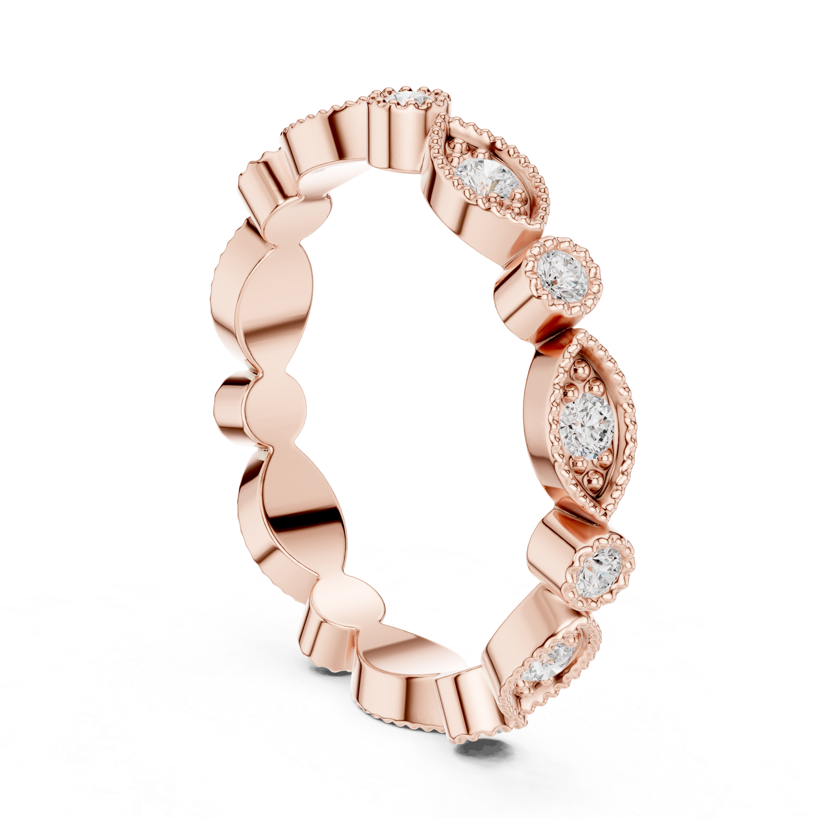 Alternating Round Milgrain Diamond Eternity Band