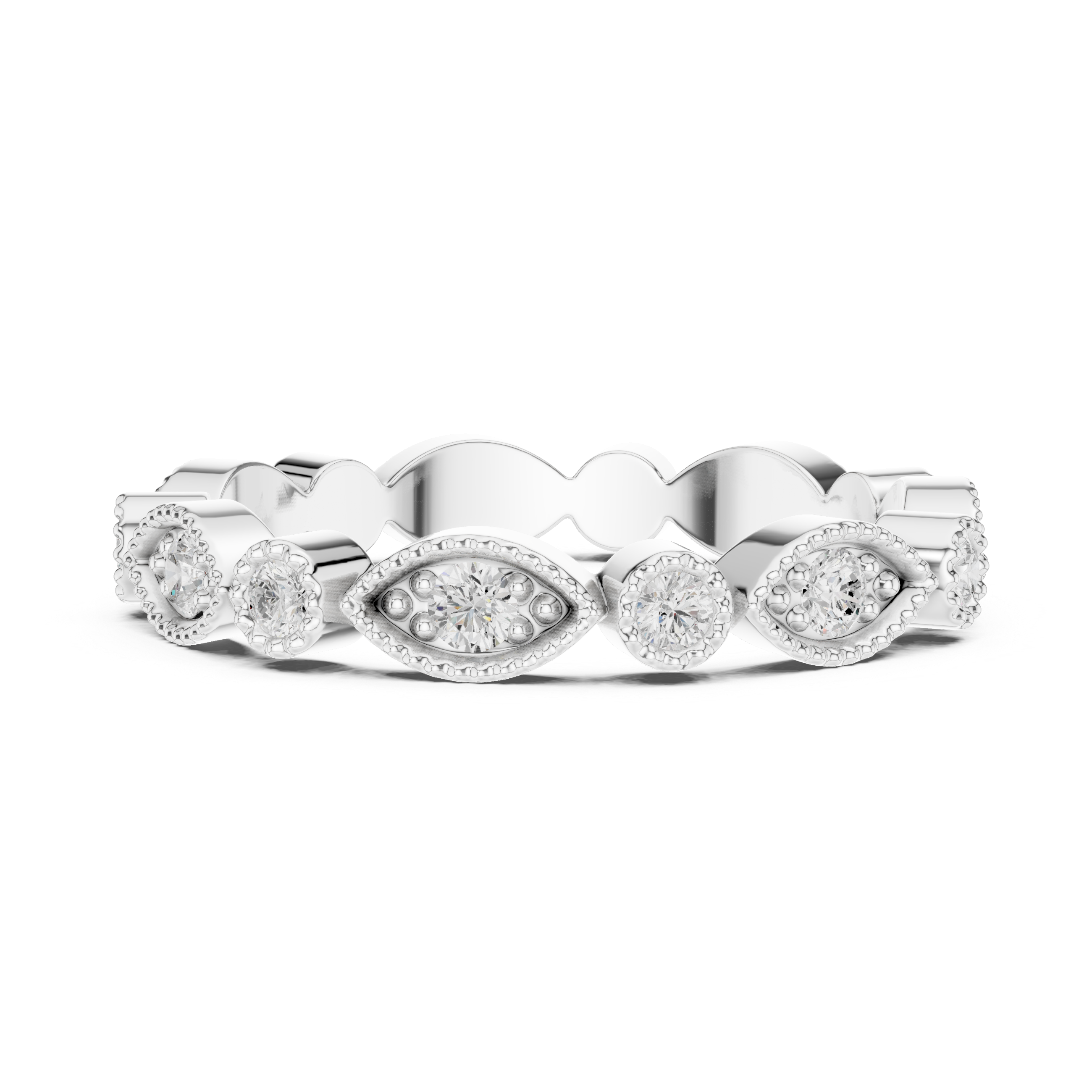 Alternating Round Milgrain Diamond Eternity Band