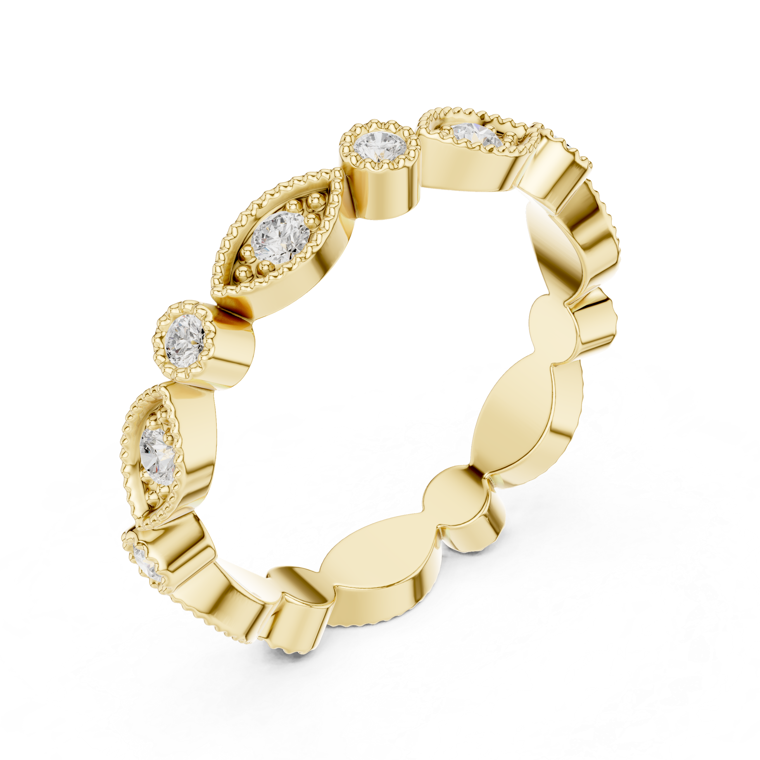 Alternating Round Milgrain Diamond Eternity Band