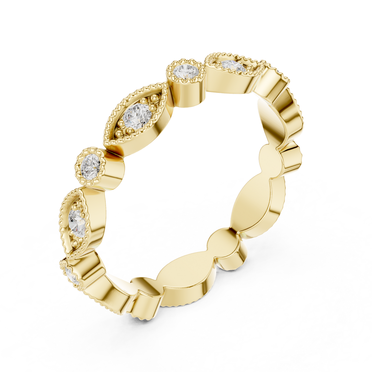 Alternating Round Milgrain Diamond Eternity Band