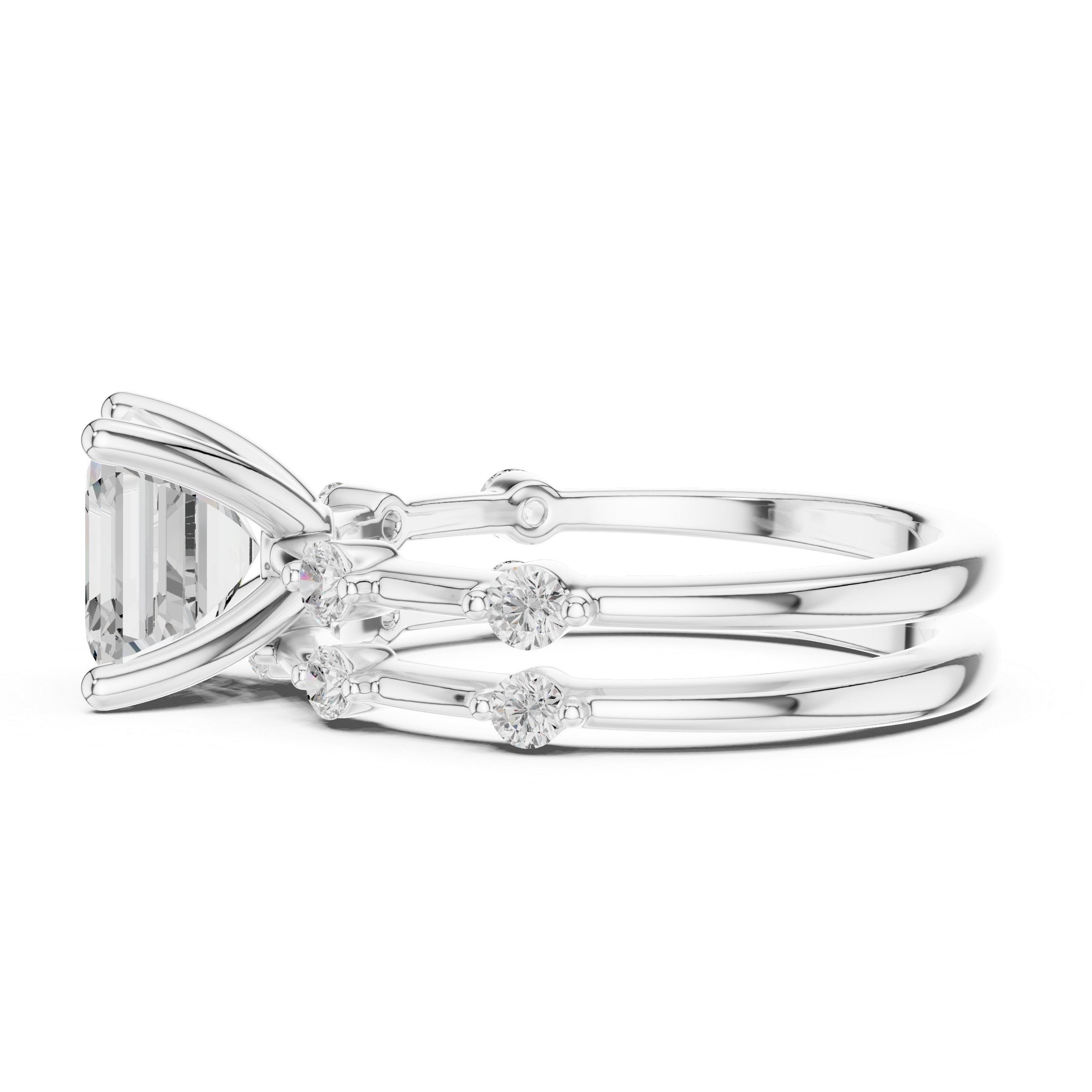 Asscher Cut Lab Diamond Bridal Ring Set