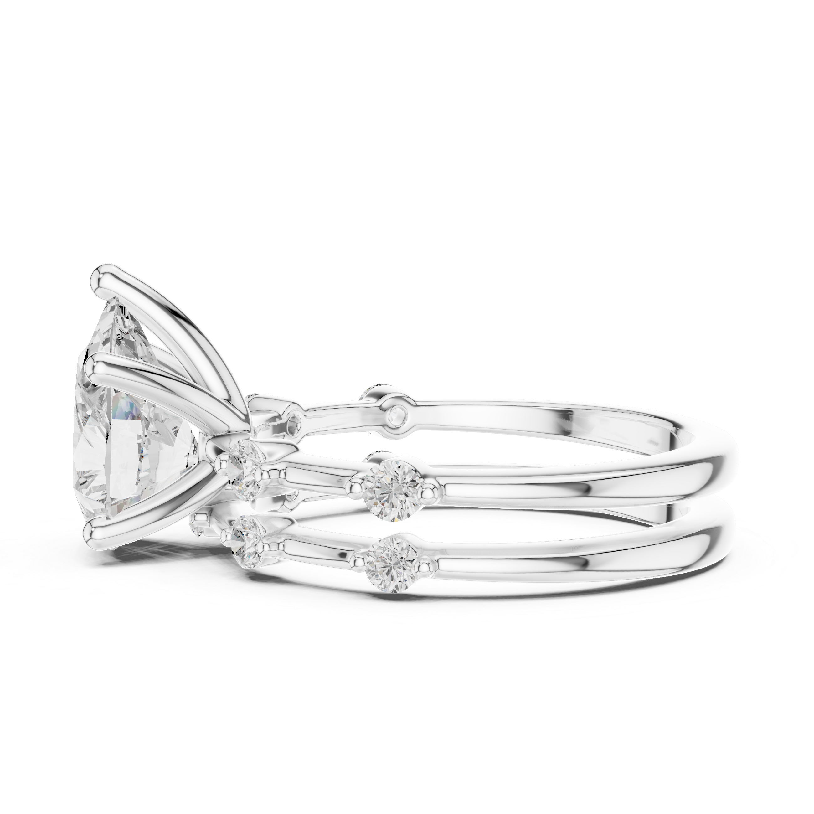 Pear Cut Lab Diamond Bridal Ring Set