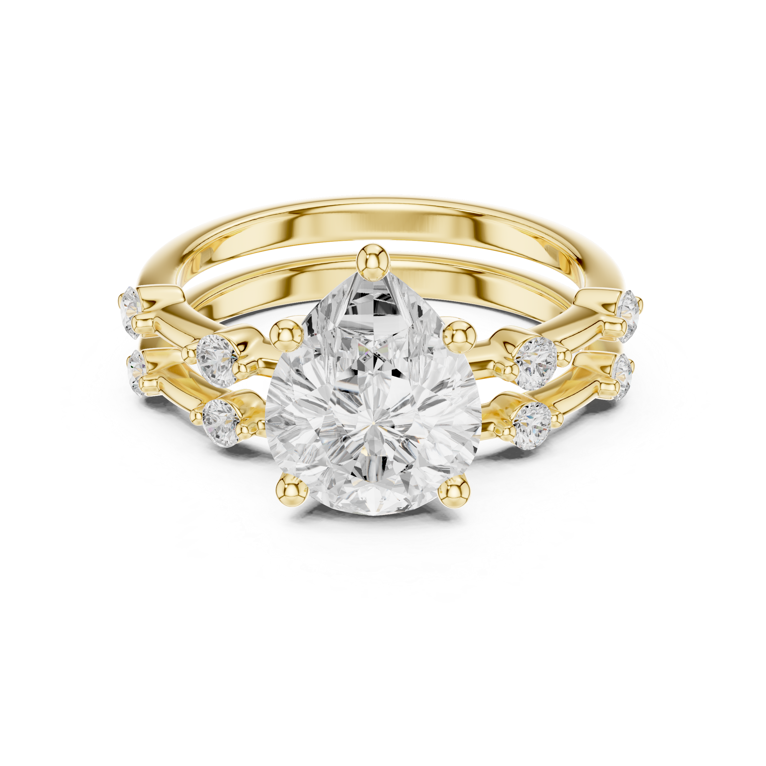 Pear Cut Lab Diamond Bridal Ring Set