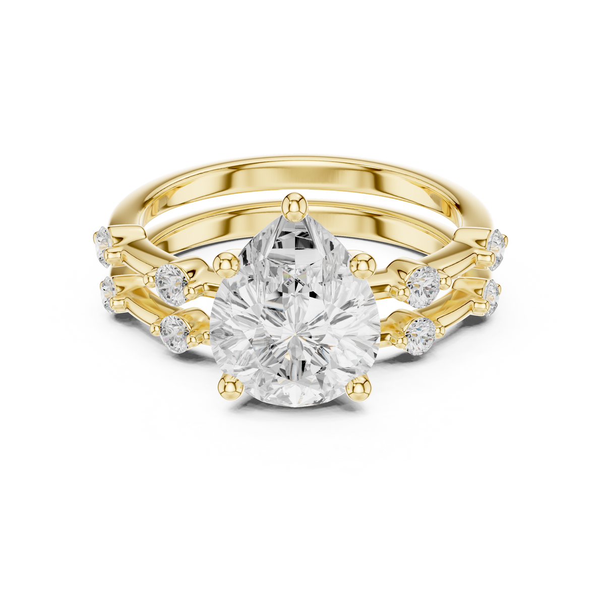 Pear Cut Lab Diamond Bridal Ring Set