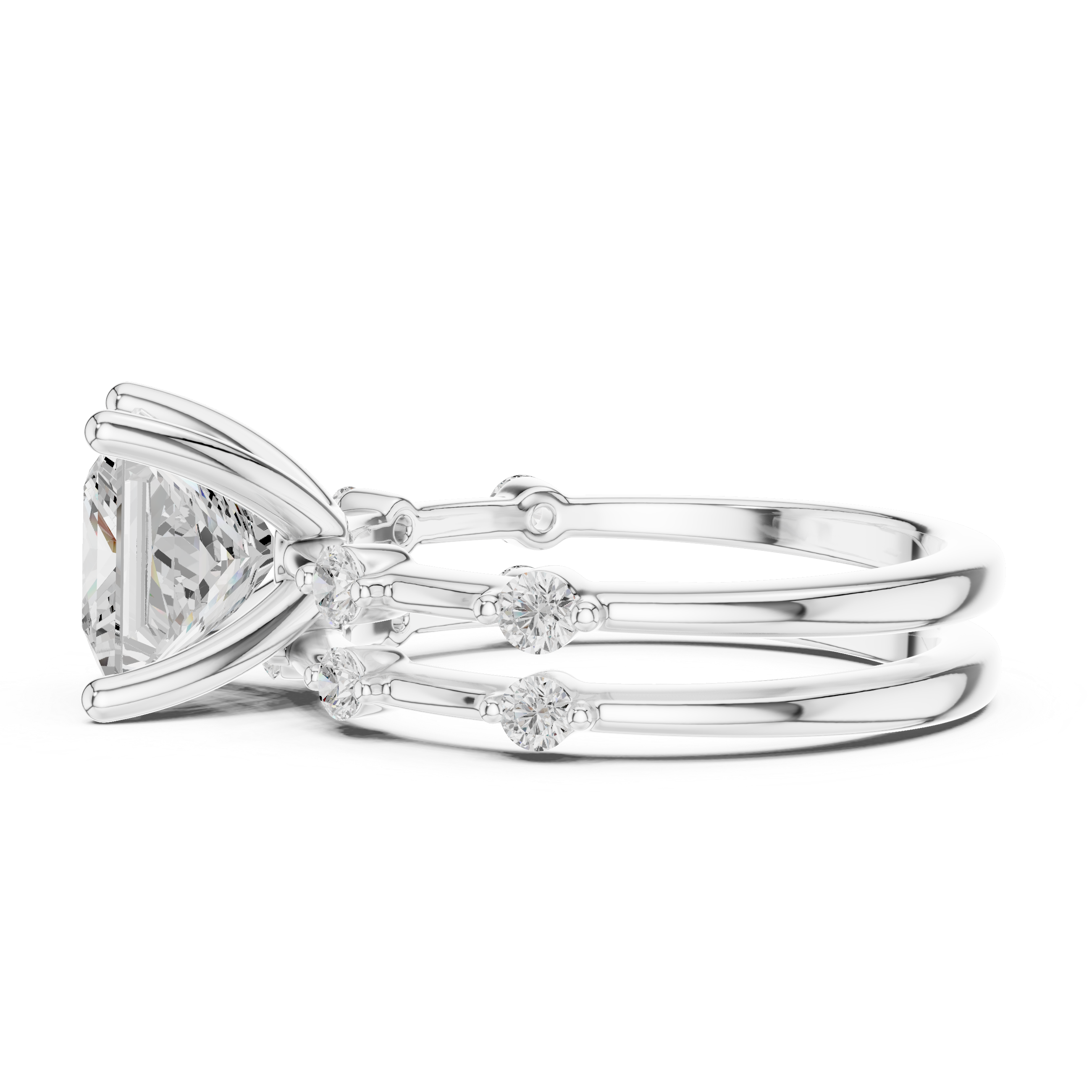 Princess Cut Lab Diamond Bridal Ring Set