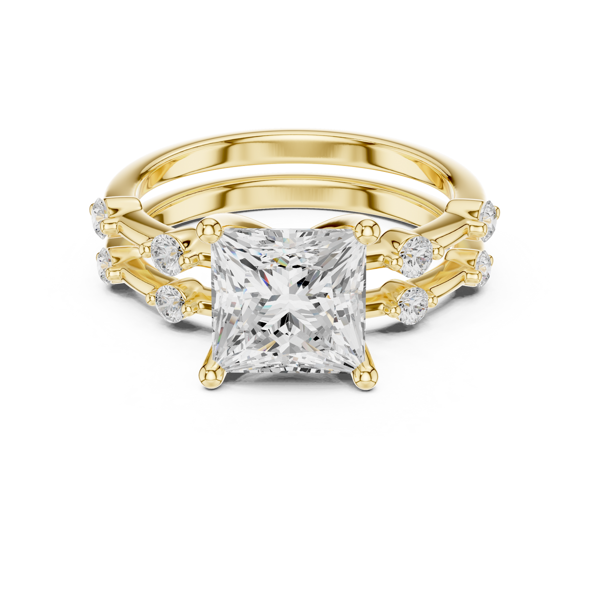Princess Cut Lab Diamond Bridal Ring Set
