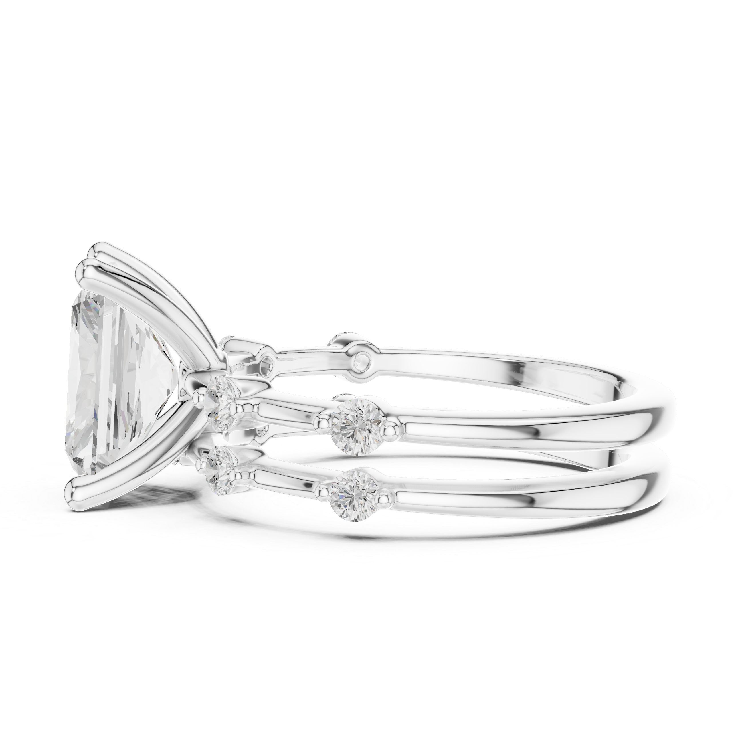 Radiant Cut Lab Diamond Bridal Ring Set