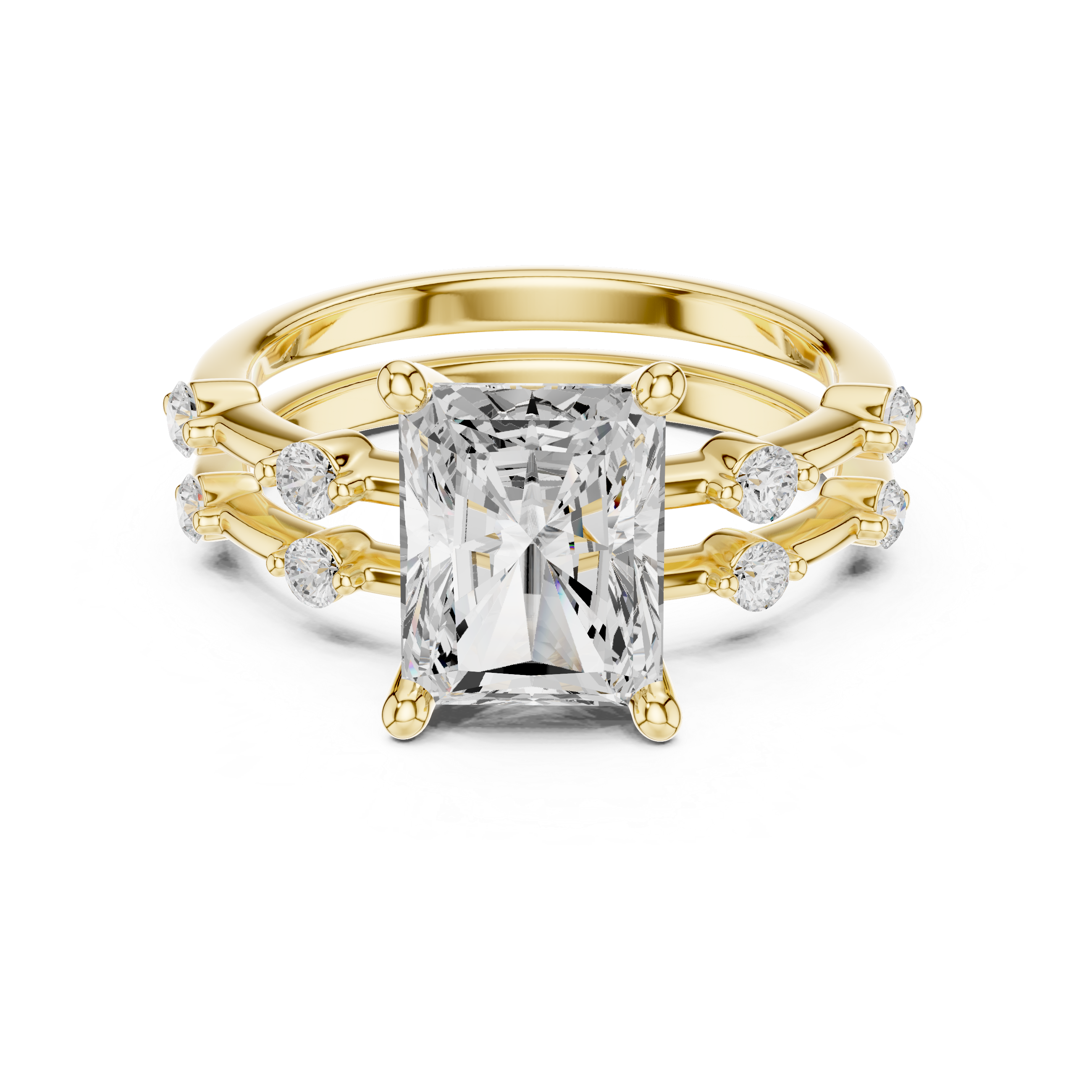 Radiant Cut Lab Diamond Bridal Ring Set