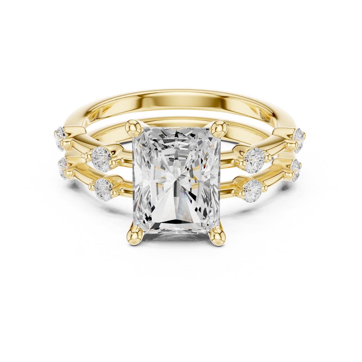 Radiant Cut Lab Diamond Bridal Ring Set
