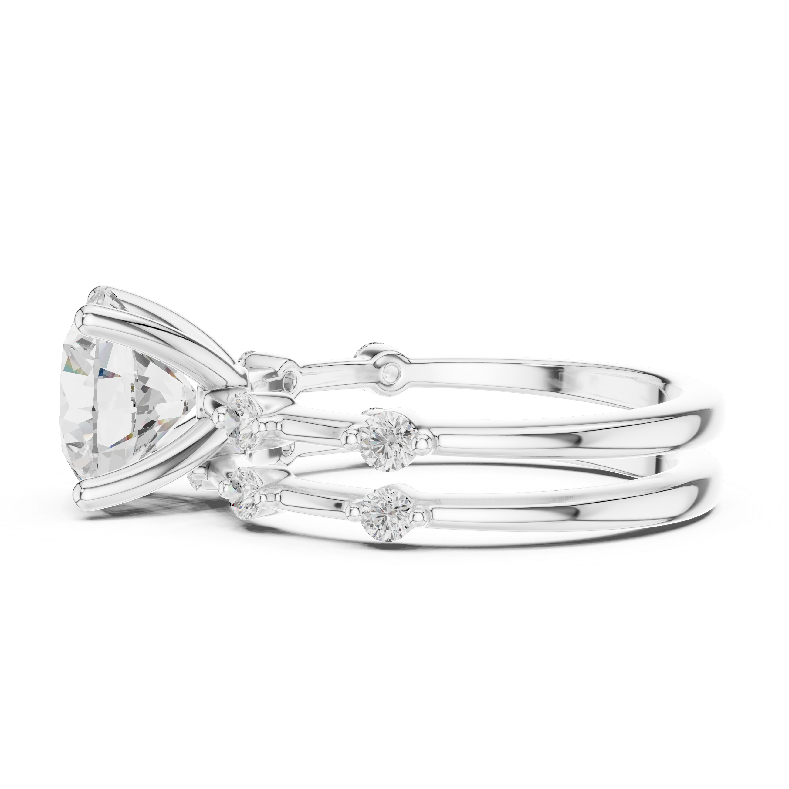 Round Cut Lab Diamond Bridal Ring Set