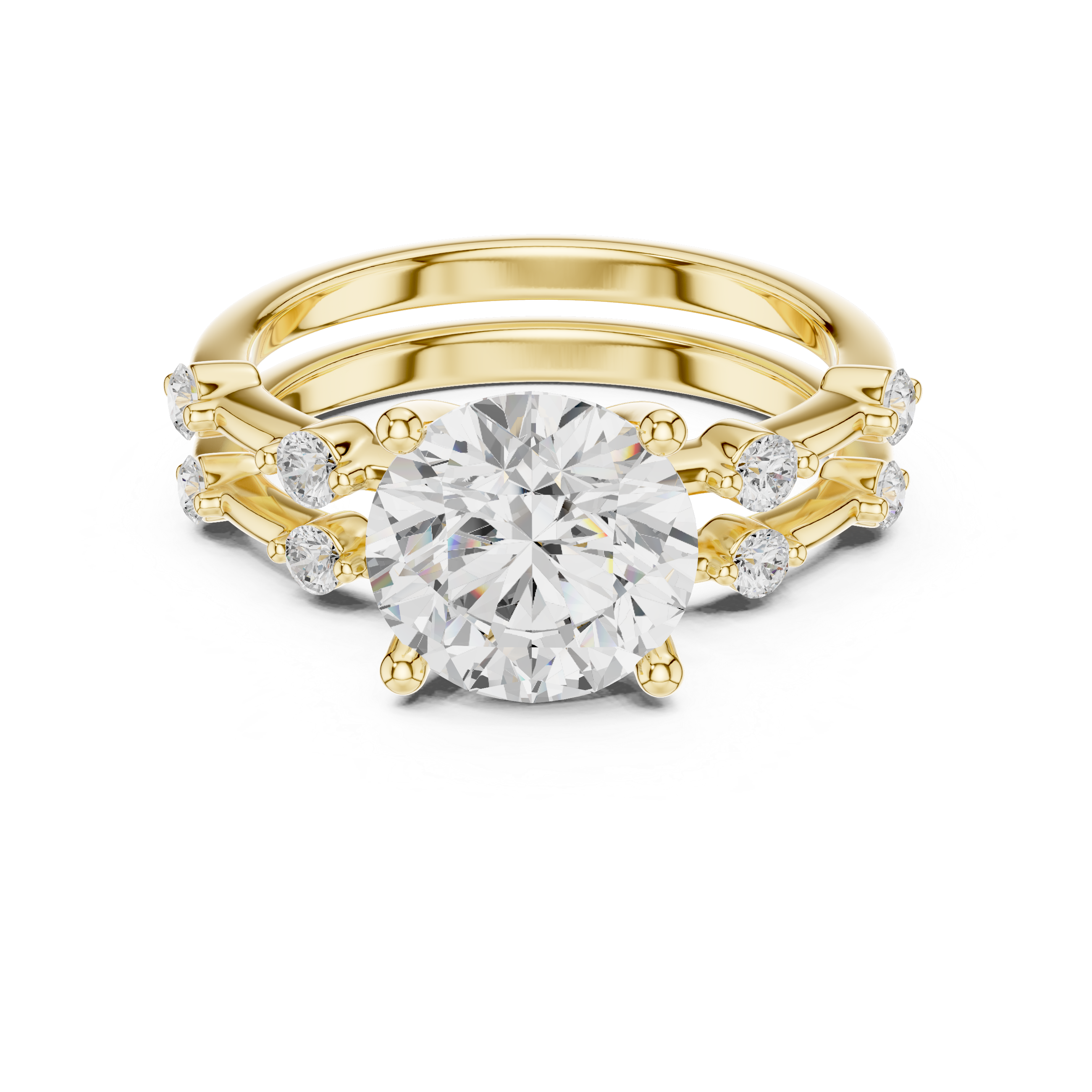 Round Cut Lab Diamond Bridal Ring Set