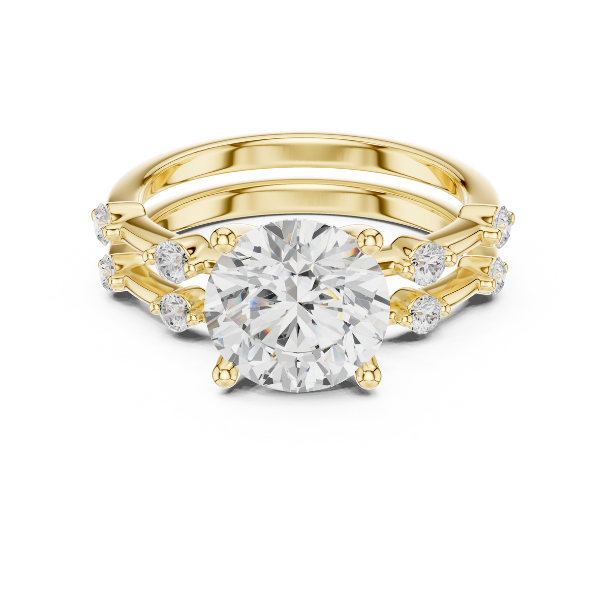 Round Cut Lab Diamond Bridal Ring Set