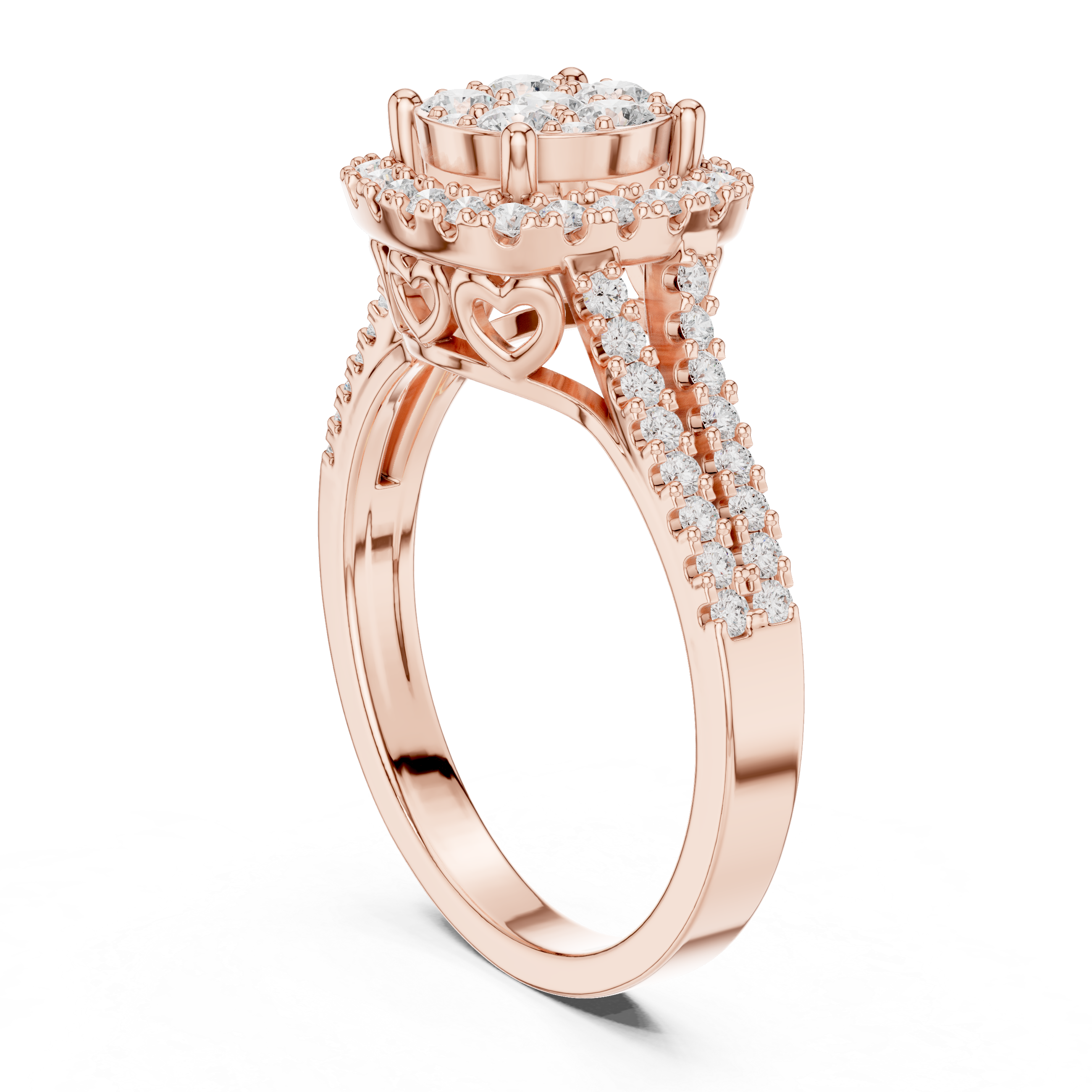 Round Cluster Diamond Halo Engagement Ring