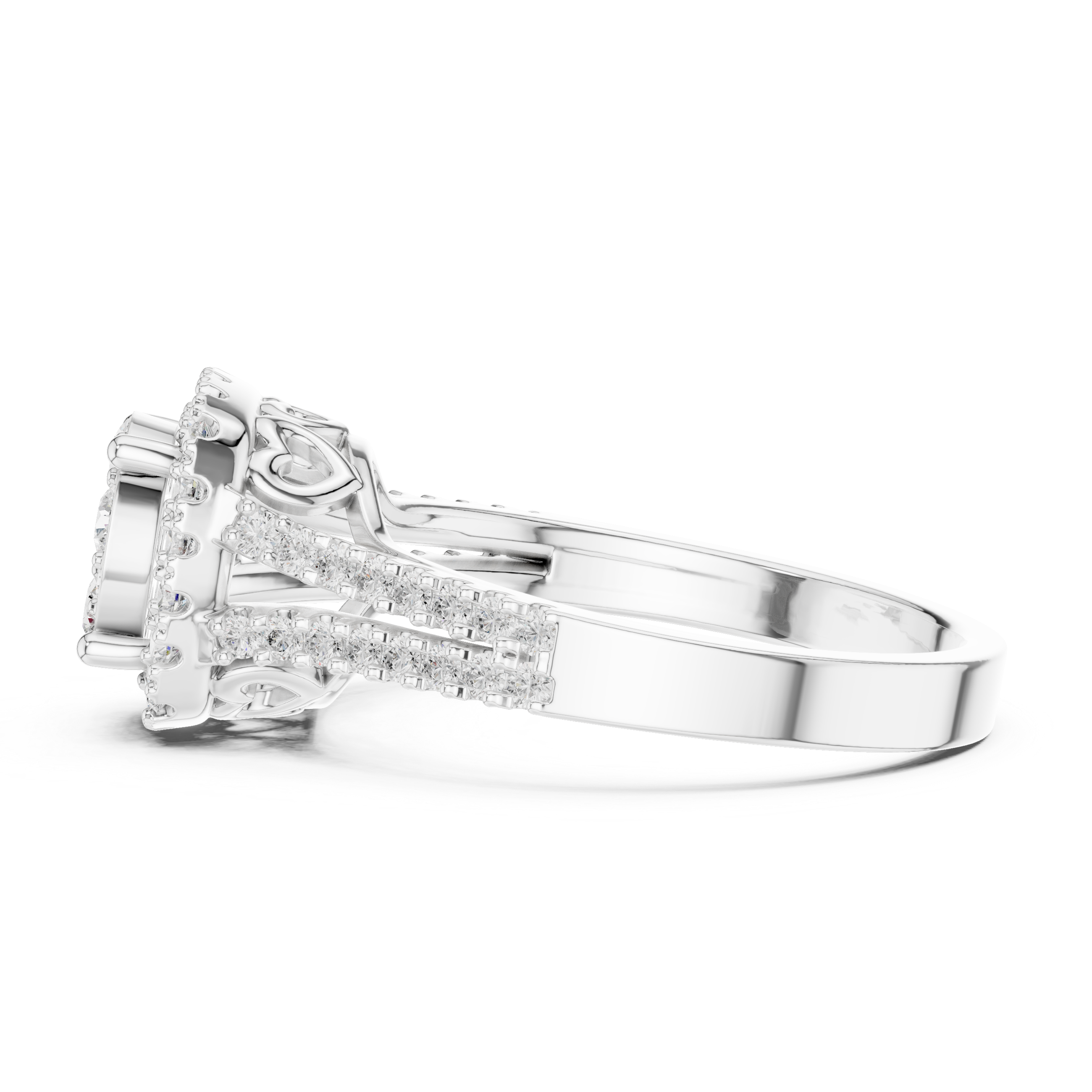 Round Cluster Diamond Halo Engagement Ring