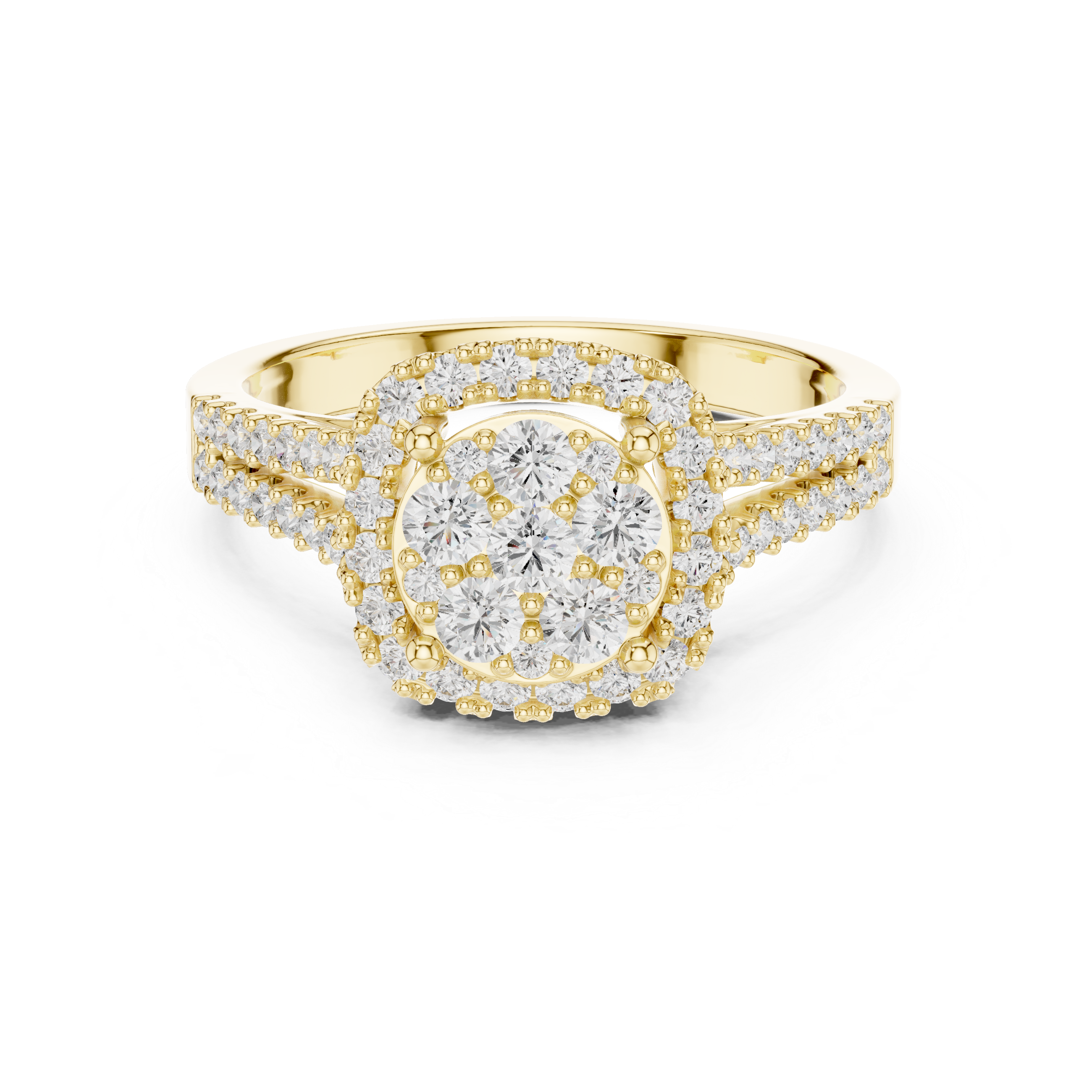 Round Cluster Diamond Halo Engagement Ring