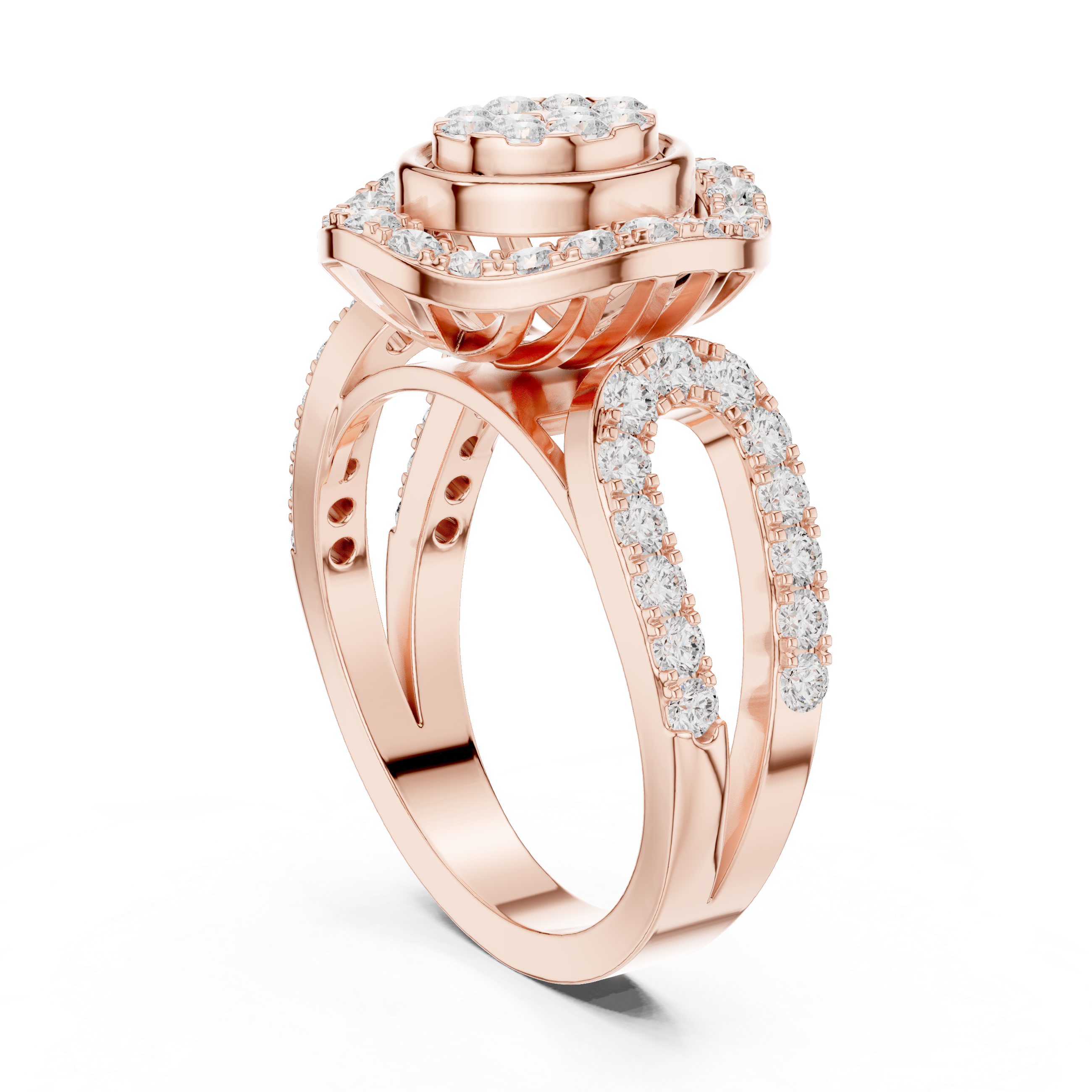 Vintage Style Oval Diamond Double Halo Anniversary Ring